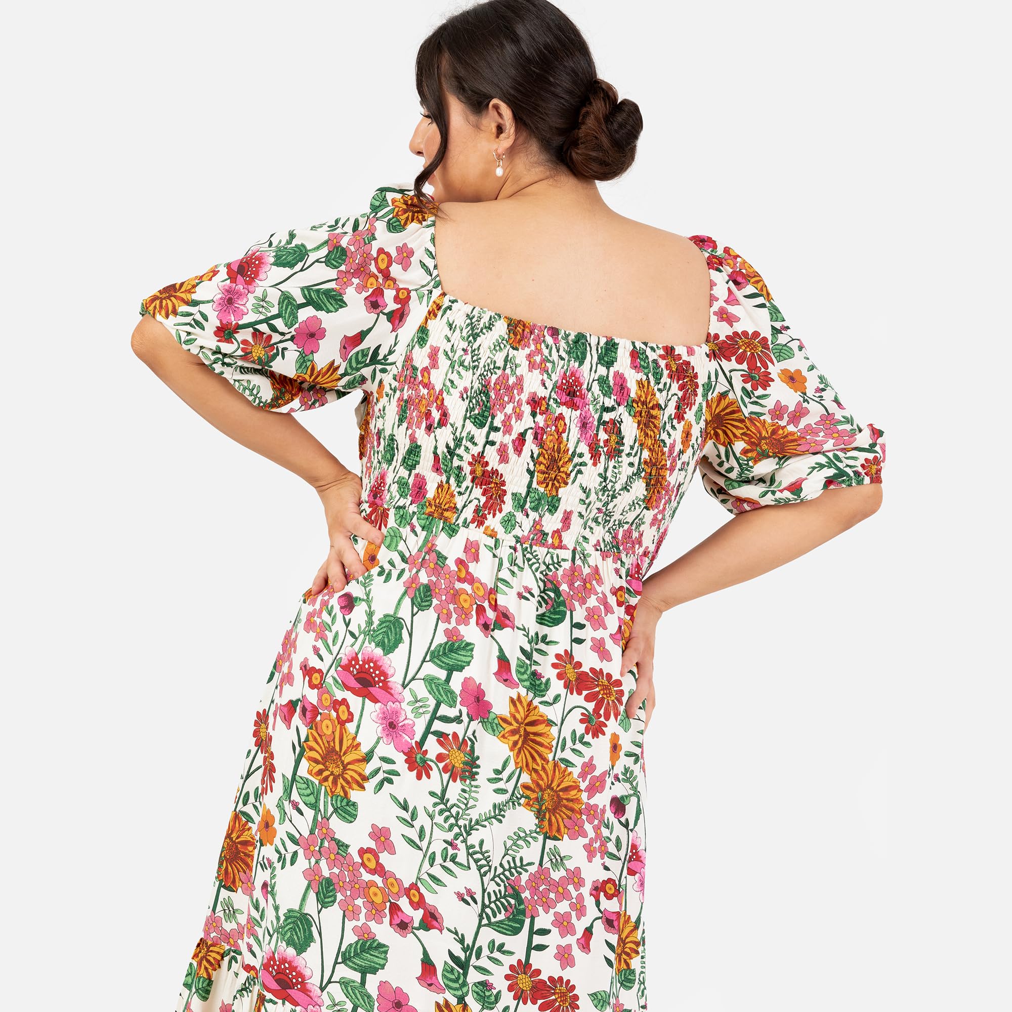 Lovedrobe Abito da Donna A Maniche Corte, Scollo Rotondo, con Frill, Linea A-Line, Estiva, Smock NAN
