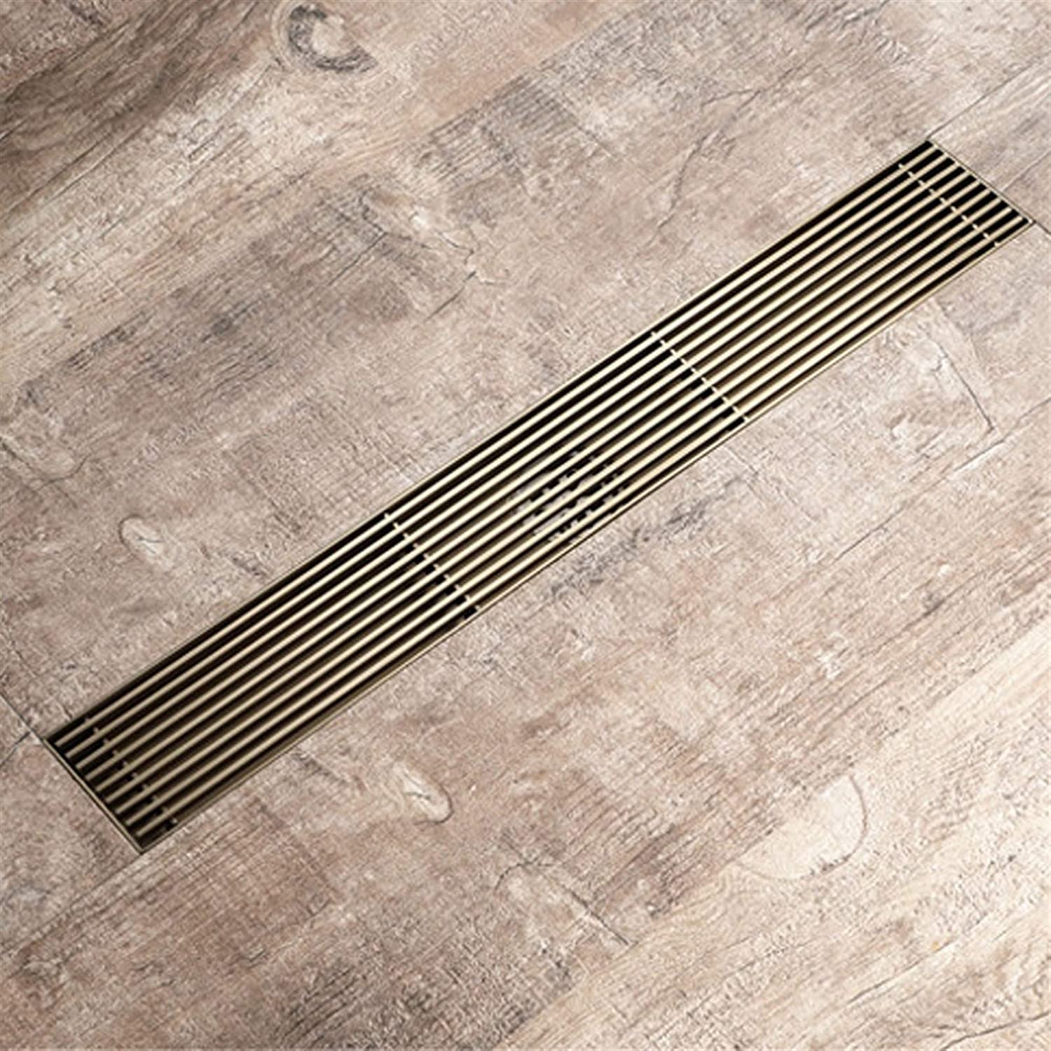 TBDdsd Linear shower drain, Linear Shower Drain with Hair Strainer, 304 Stainless Steel Rectangle Floor with Removable Cover, 23.6Inch