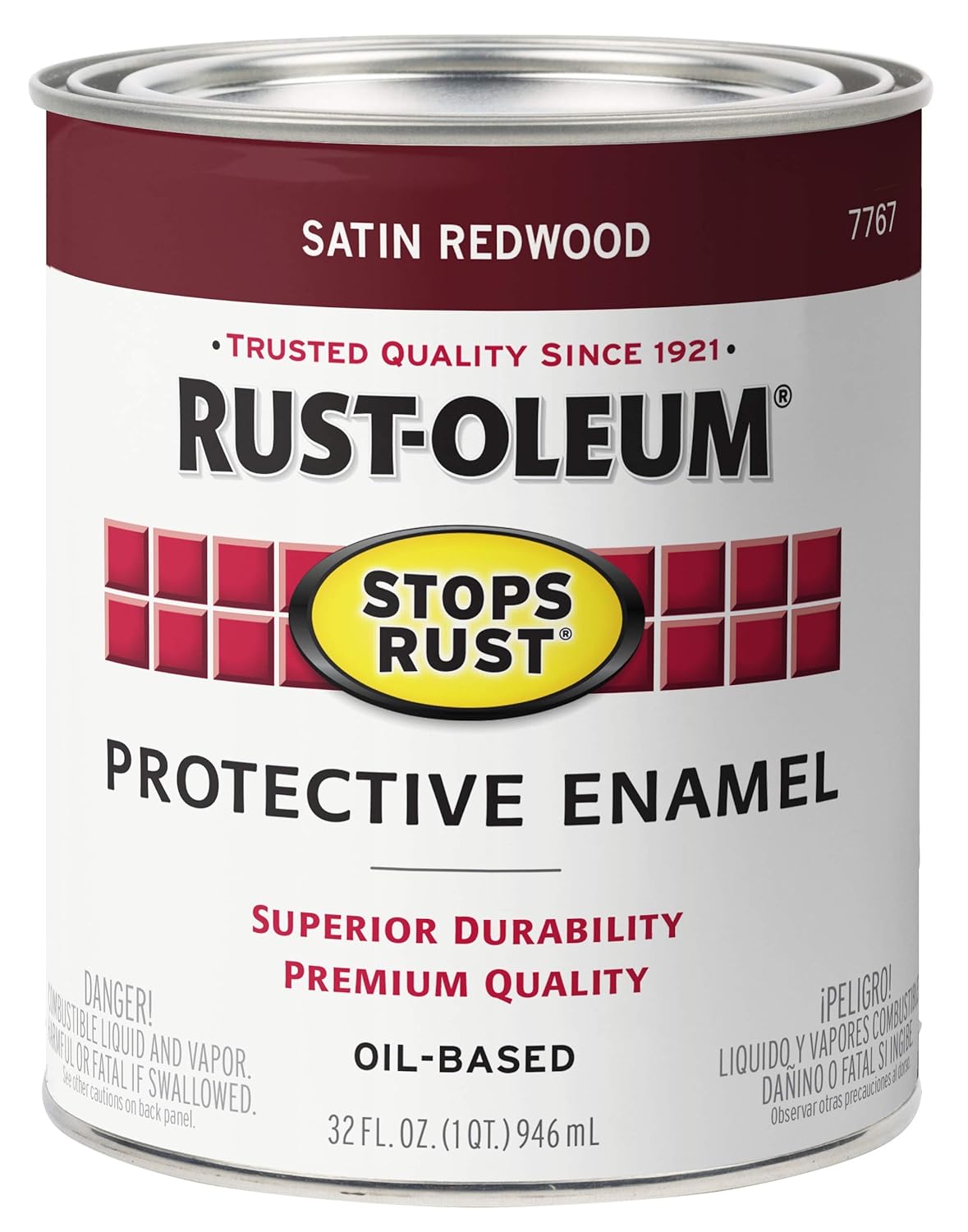 RustOleum 7767502 Redwood Satin Protective Enamel Paint, 32 oz
