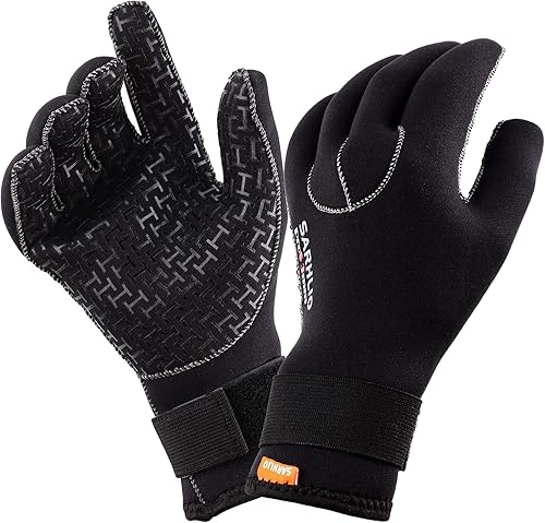 Guantes de agua de neopreno de 0.197 pulgadas con correa ajustable para la muñeca para canoa sobre hielo, natación, kayak, pesca submarina y esquí