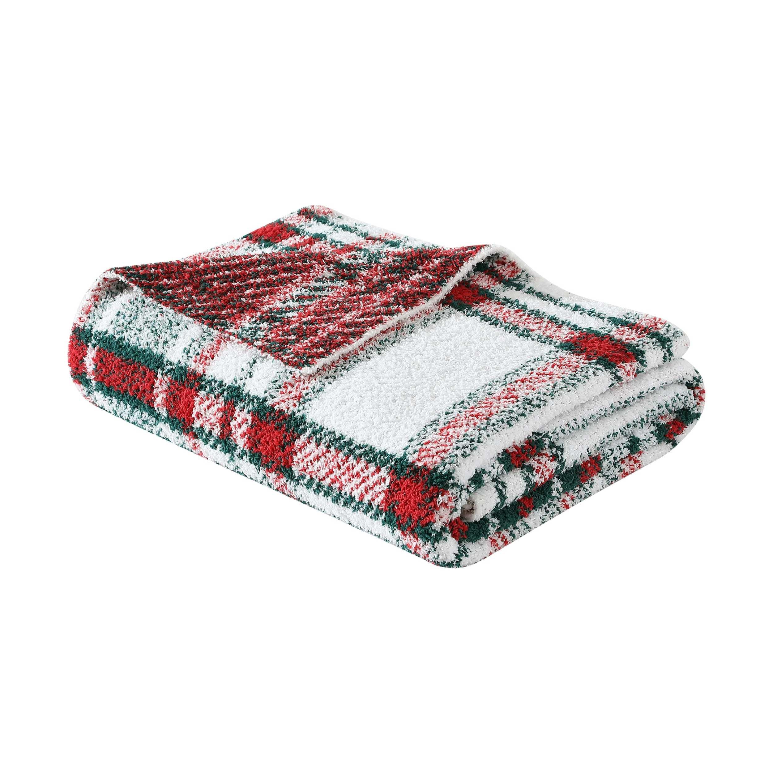 Nautica - Throw Blanket, Luxuriously Soft Chenille Knit Bedding, Plaid Bedding Set, Oeko-Tex Certified (Emmet Plaid Red, 50 x 70)