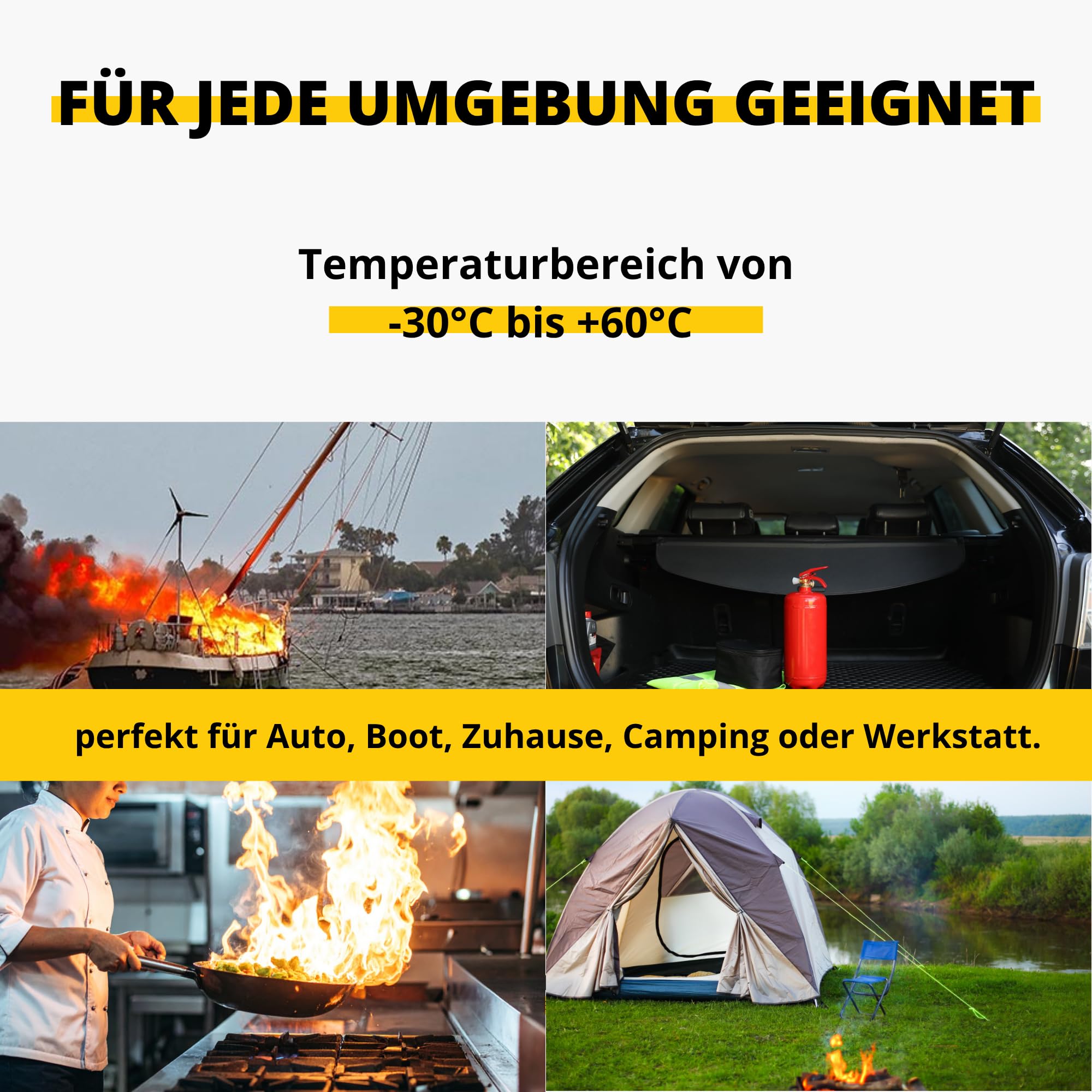 1kg Pulver Feuerlöscher ABC + elektrische Geräte < 1000 V | 3 Jahre Garantie | Mini Dauerdruck Feuerlöscher Haushalt ideal für Küche Aber auch für Auto | + Feuerlöscher Halterung