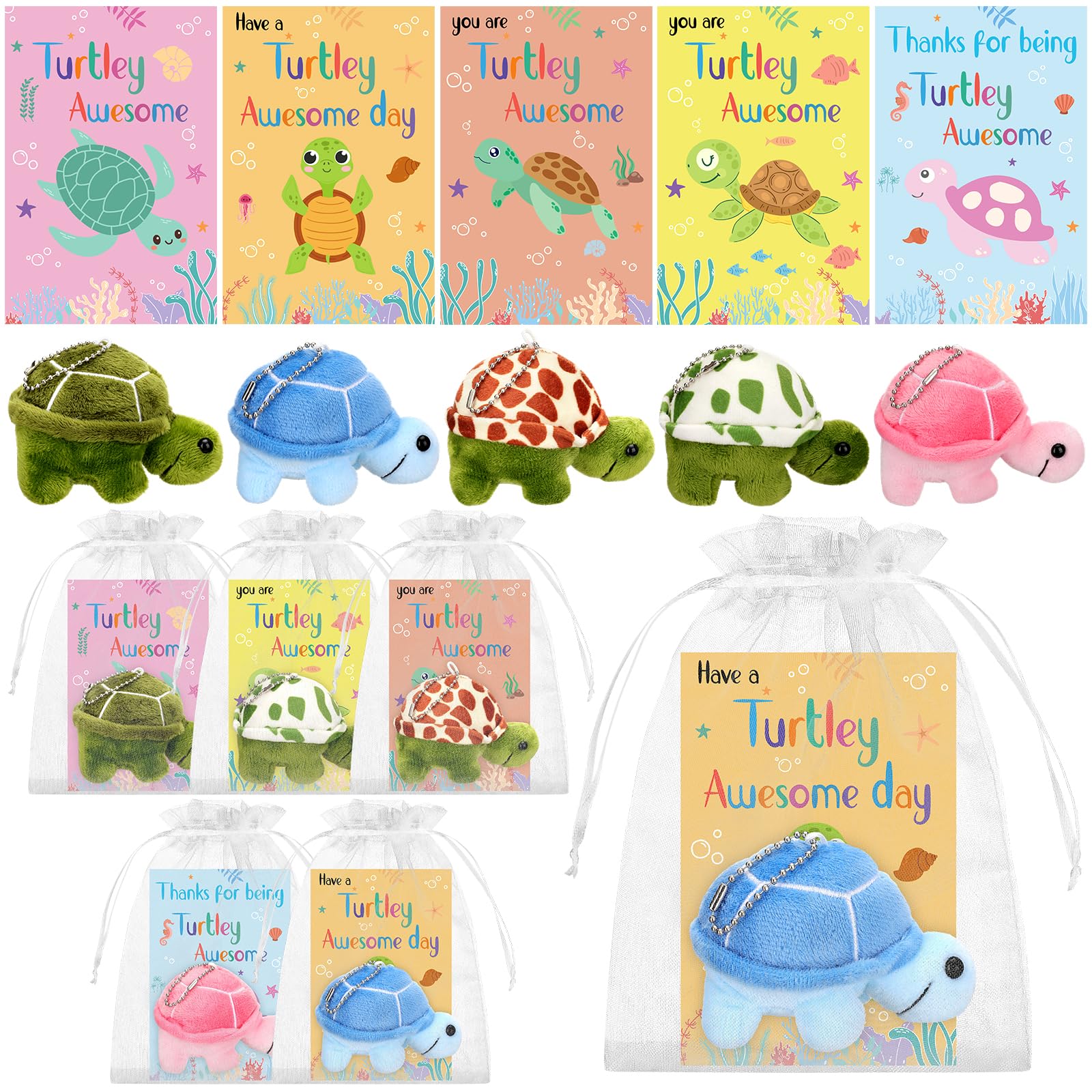 RUIYELE 15 PCS You're Turtley Awesome Employee Gifts Turtle Stuffed Plush