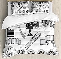 Vista 164 de Ambesonne Juego de funda de edredón color menta, líneas onduladas horizontales a rayas blancas abstractas de tonos suaves, exhibición de arte