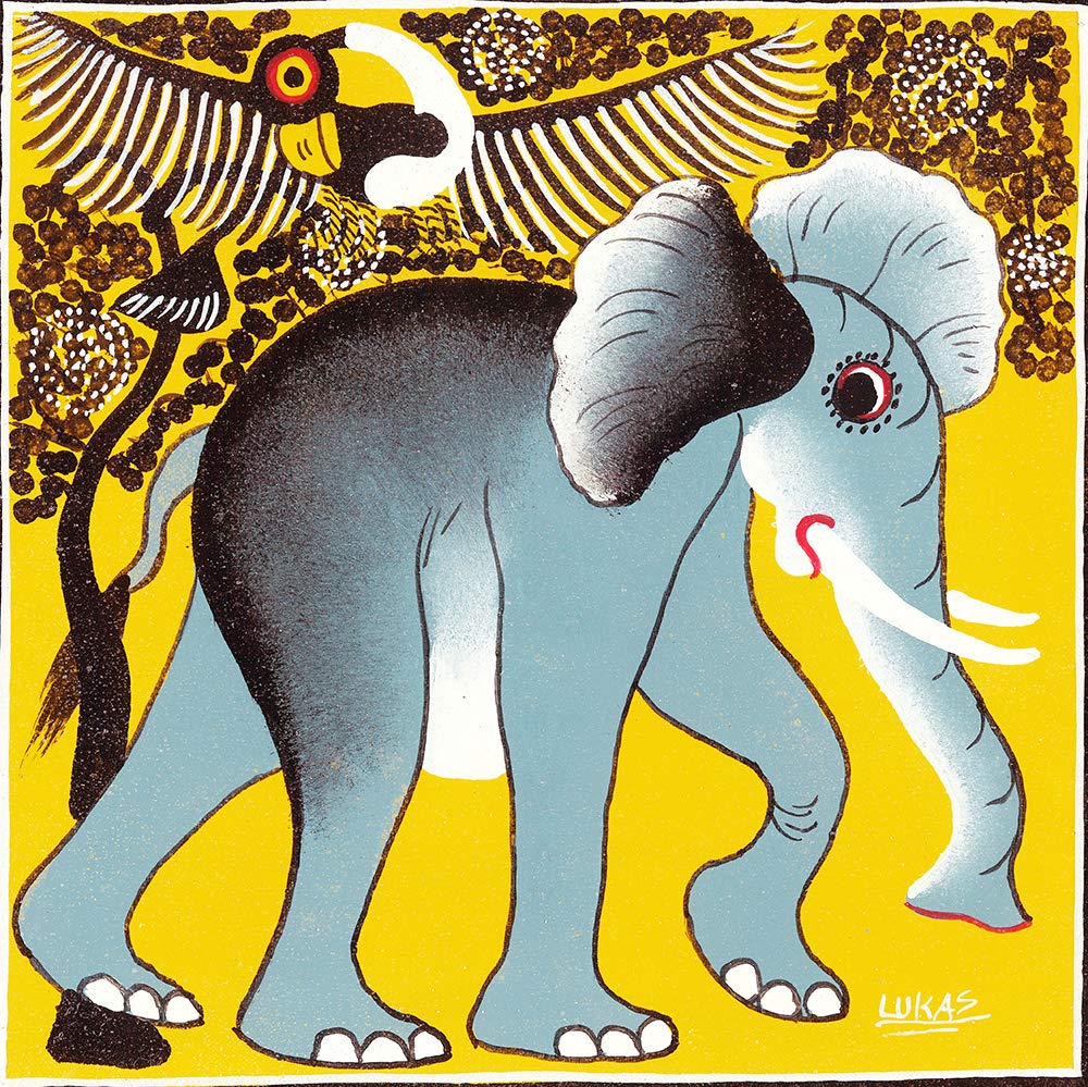 Amazon.co.jp: ティンガティンガアート 『ゾウ～イエロー～』 by