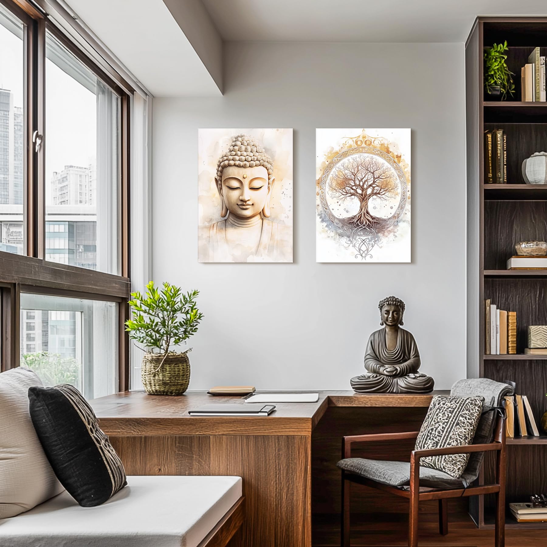 hyidecorart Baum des Lebens Lotus Mandala Wandbilder Wohnzimmer 40x58 cm | Wunderschönes Bild, HD-Druck, Einfach Aufzuhängen, Große Formate, Vielseitige Raumdeko, Ruhige Wandkunst, Geschenk