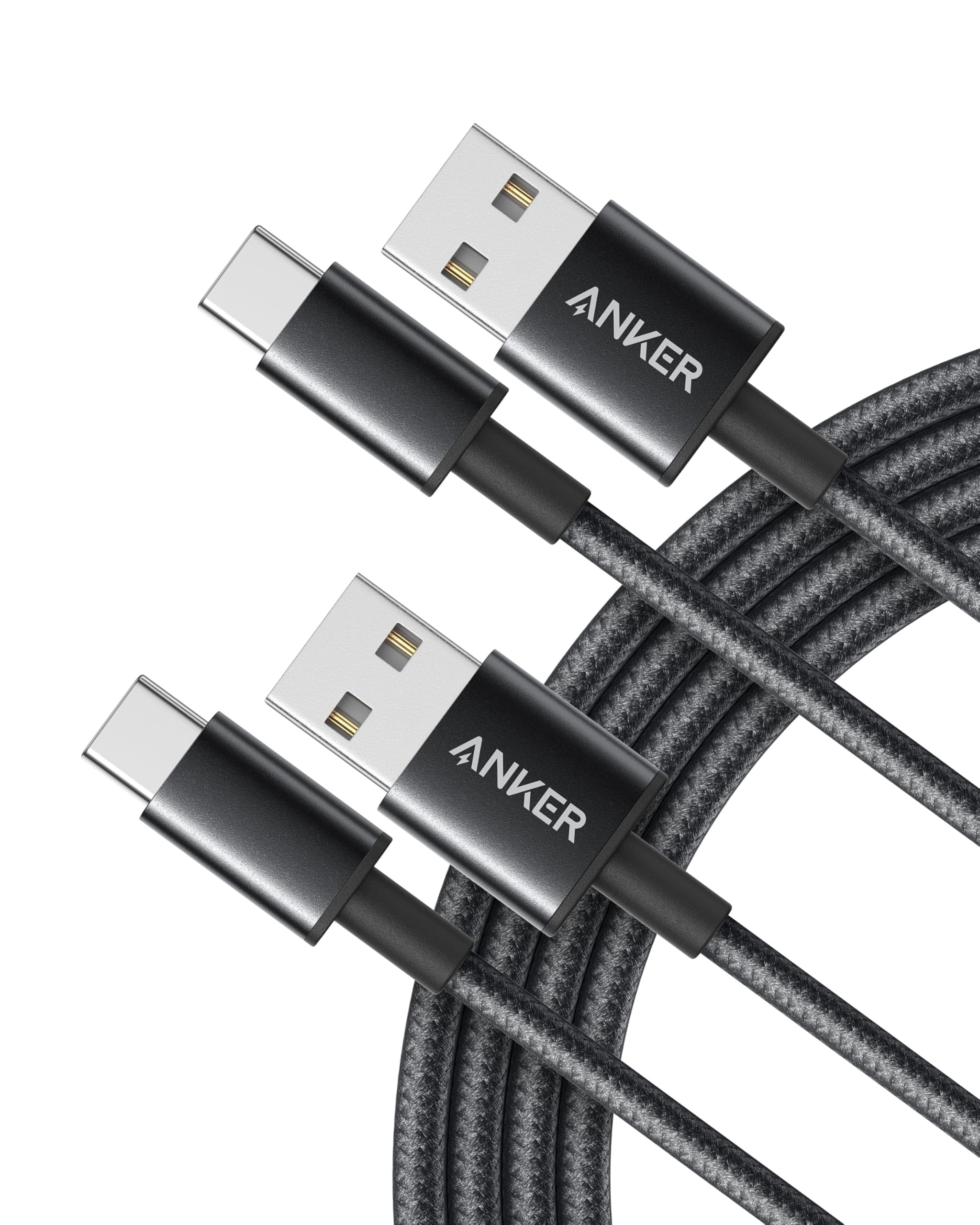 Anker Câble USB C, lot de 2 Cables de Charge USB-​A vers USB-​C, 331 usb c vers USB 2.0 Double Tressé, en Nylon de Type C, pour iPhone 17/​17 Plus/​17 Pro/​17 ProMax Samsung Galaxy S10+, LG V30(1,​8m, Noir)
