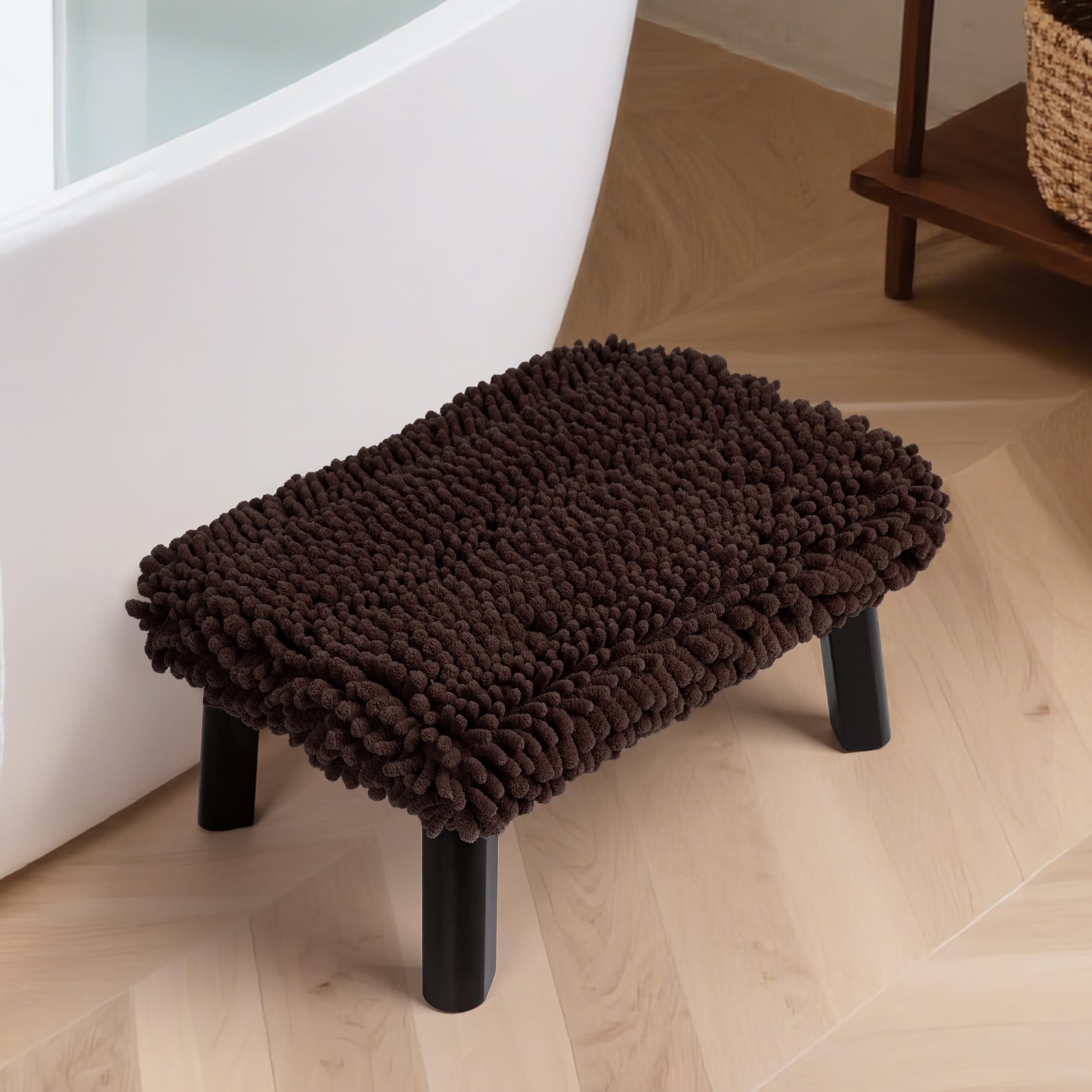 Taburete de madera para adultos Sunlit con chenilla absorbente y base antideslizante
