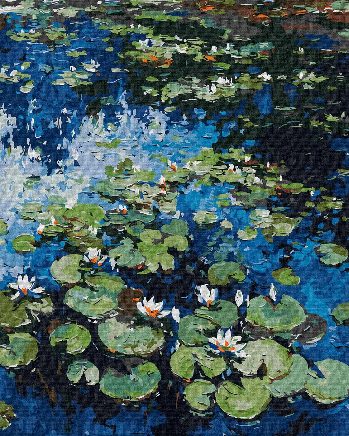 IDEYKA Malowanie według liczb lilii wodnych. Claude Monet 40 x 50 z drewnianą ramą, kompletny zestaw prezentów świątecznych, "zrób to sam", malowanie akrylowe