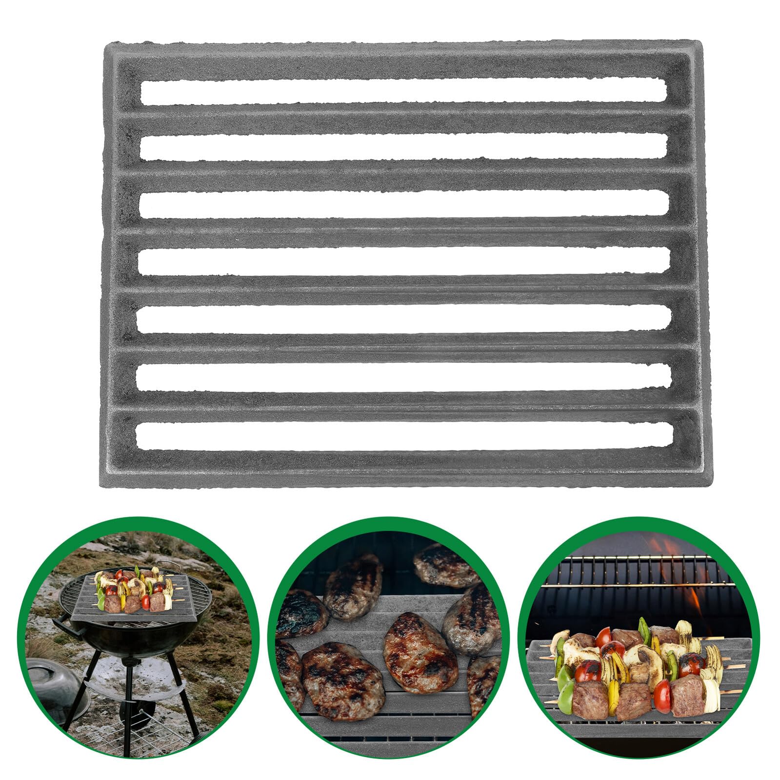 Wytrzymały żeliwny ruszt do grillowania 25,5 x 17 cm – przenośny stojak na palenisko na zewnątrz na kemping, trwałe akcesorium do grilla, idealny do grillowania i gotowania na świeżym powietrzu