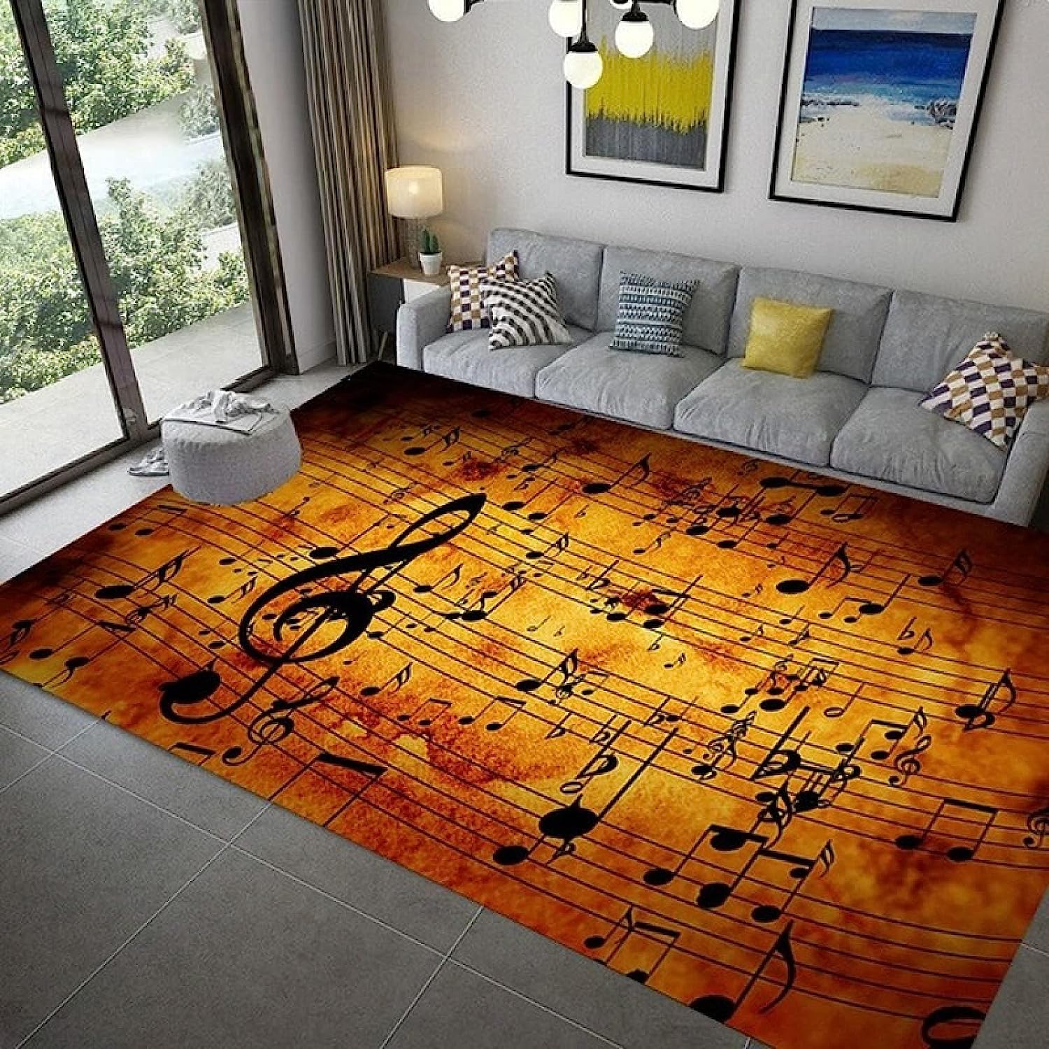 Tappeto Note Di Musica D'Epoca Stampato In 3D Tappeto Per Soggiorno Grande Tappeto Per Camera Da Letto Tappeto Accogliente Tappeto Per Tappetino Morbido 100 X 200 Cm / 39,3 X 78,7 Pollici