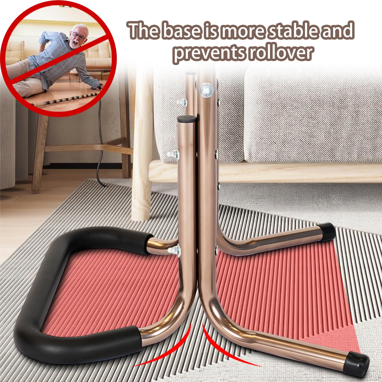 Asistente para levantarse de diario, silla para adultos, soporte de apoyo con 4 asas, ayuda para levantarse cama para personas mayores, soporta hasta 136 kg, altura ajustable
