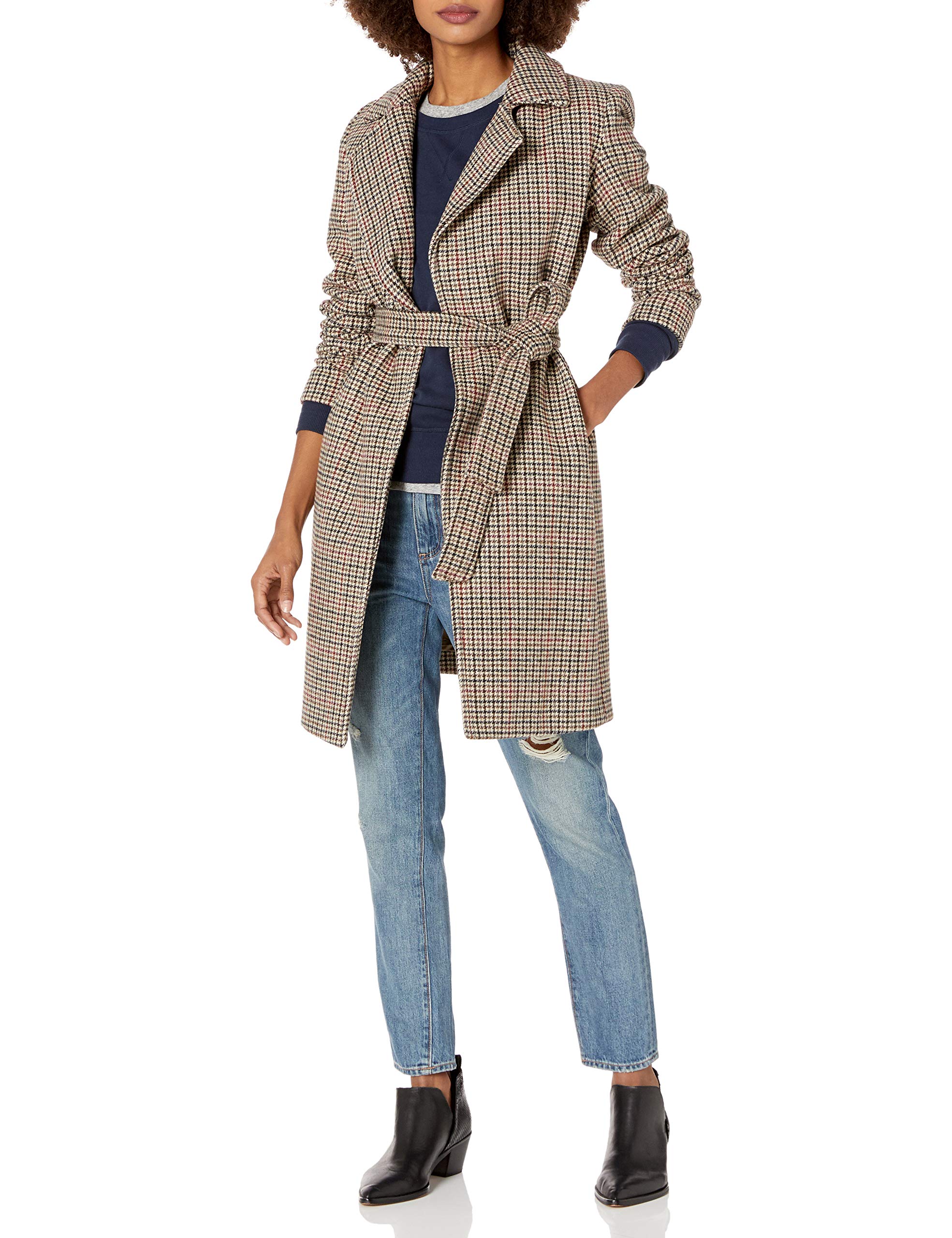 Women's Houndstooth double breasted wool coat Wool Coat