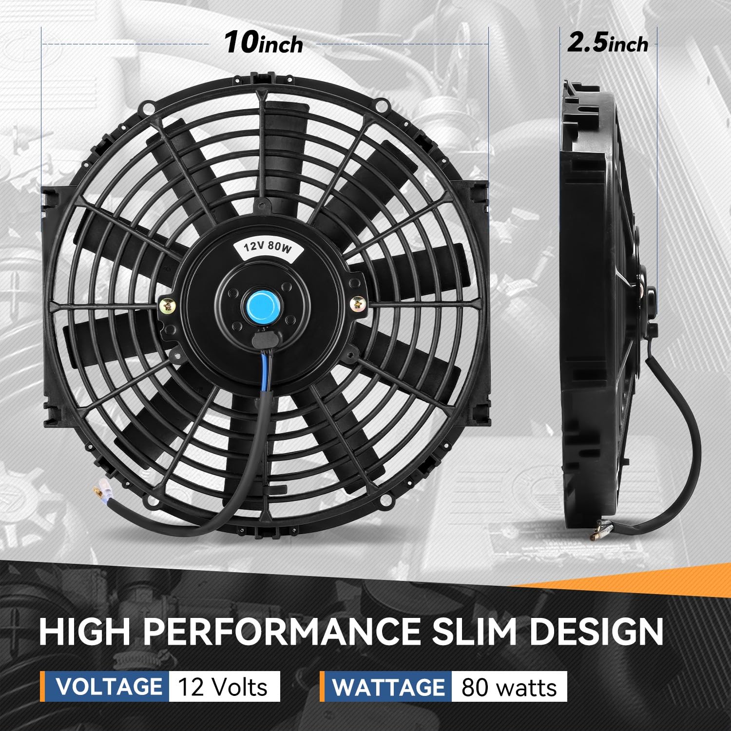Universal 10-Inch Electric Radiator Cooling Fan Set (Pack Of 2) – High Performance, Slim Design