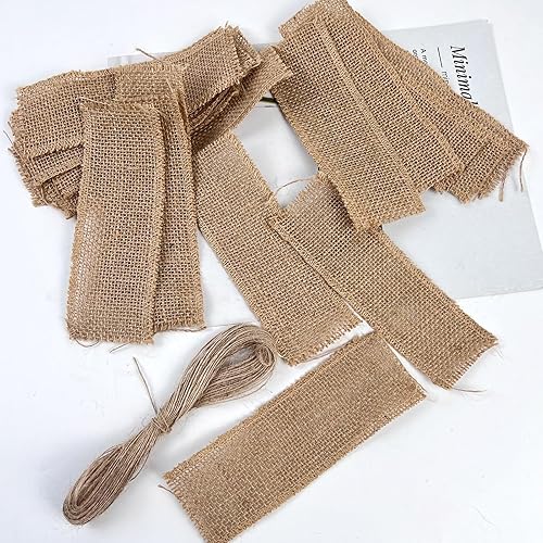 Miniatura 7 de 150 servilleteros de arpillera con cuerda de cáñamo, lazos rústicos de yute para servilletas, servilleteros de naturaleza para servilletas, granja,