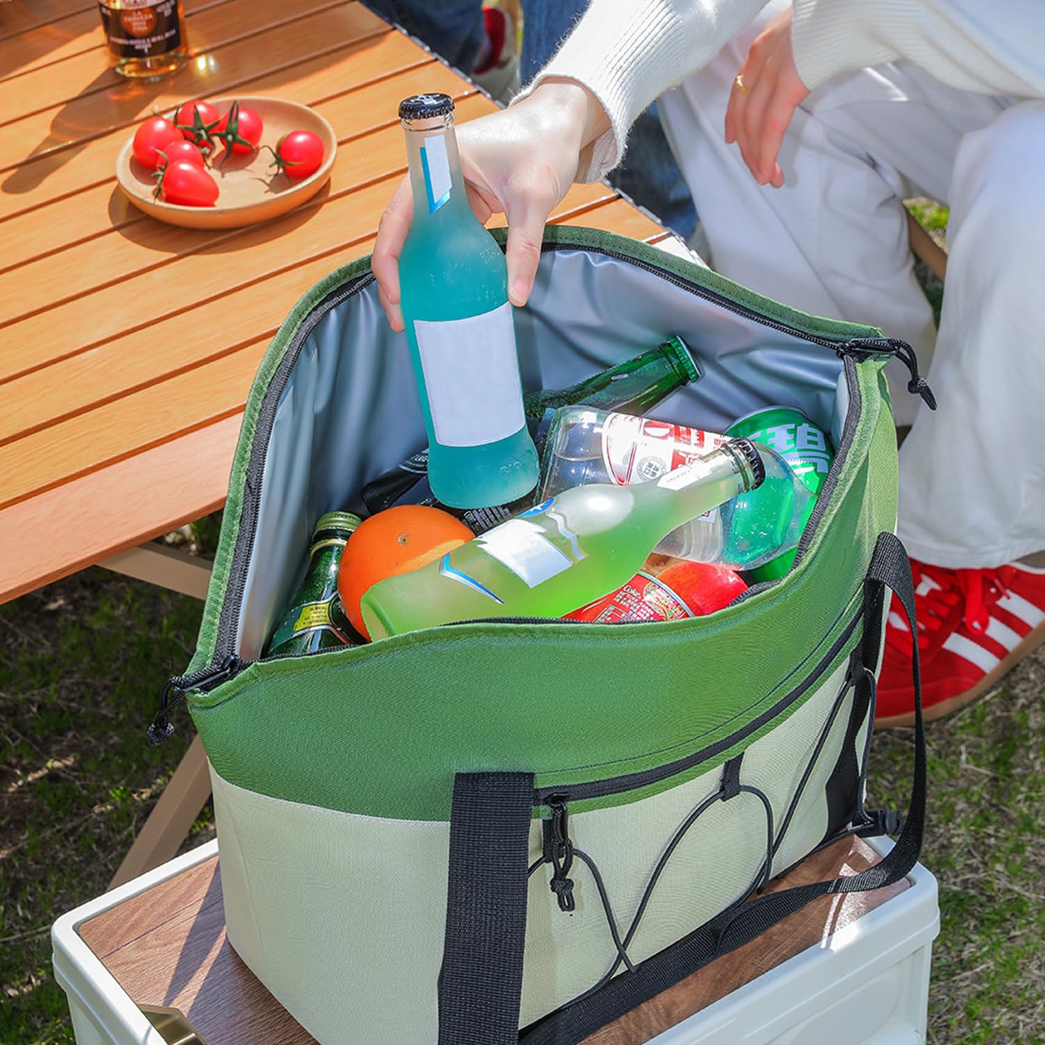 Borsa termica per il pranzo, borsa termica portatile per cibo, picnic pieghevole e borsa termica per lavoro, viaggi e spiaggia, funzione di mantenimento caldo/freddo
