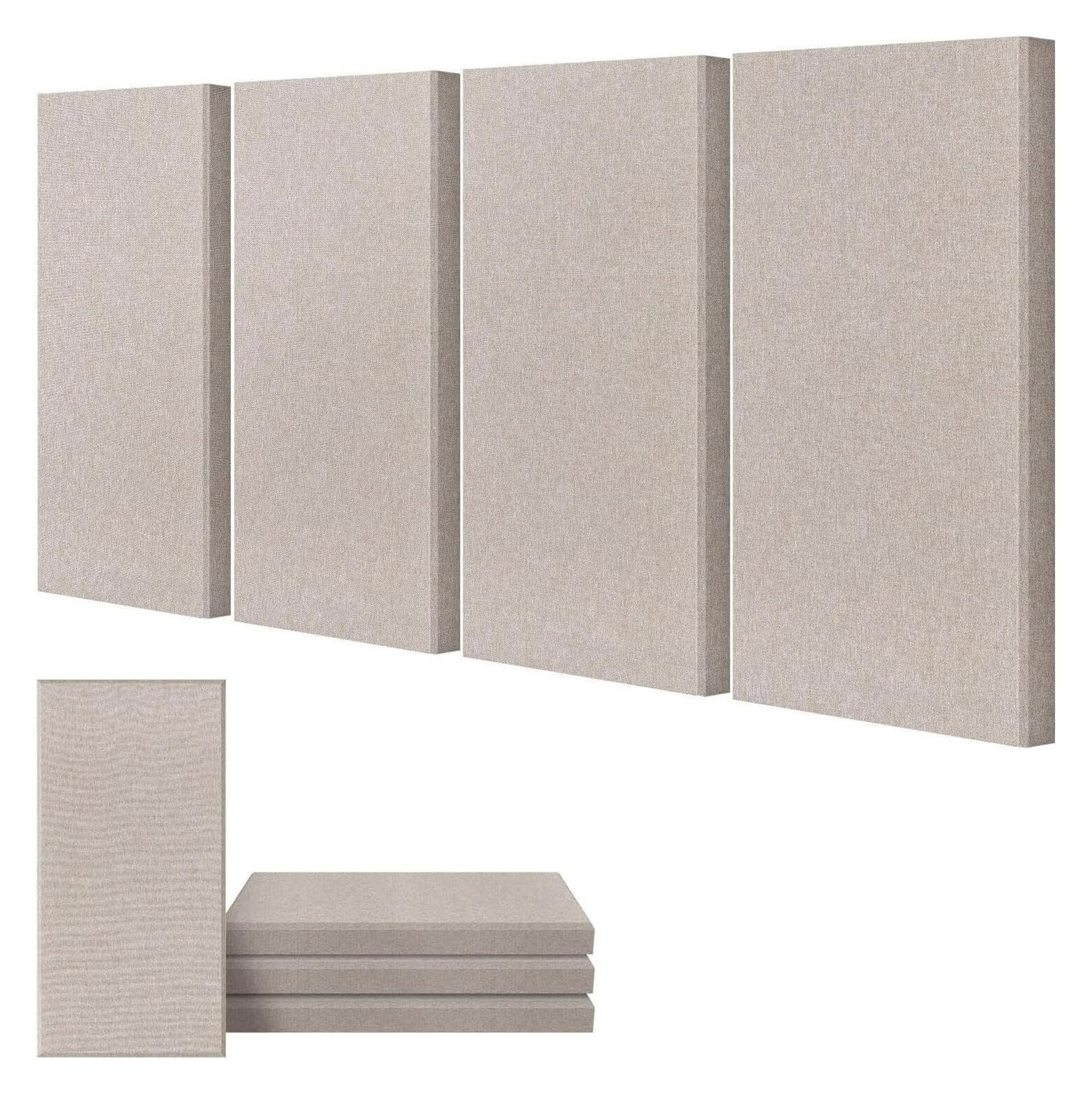 Panele ścienne dźwiękochłonne, panele samoprzylepn Acoustic Wall Panels 4-Pack, 2 Inch Fiberglass, Multicolor, Sound Absorbing for Studio(Camel)