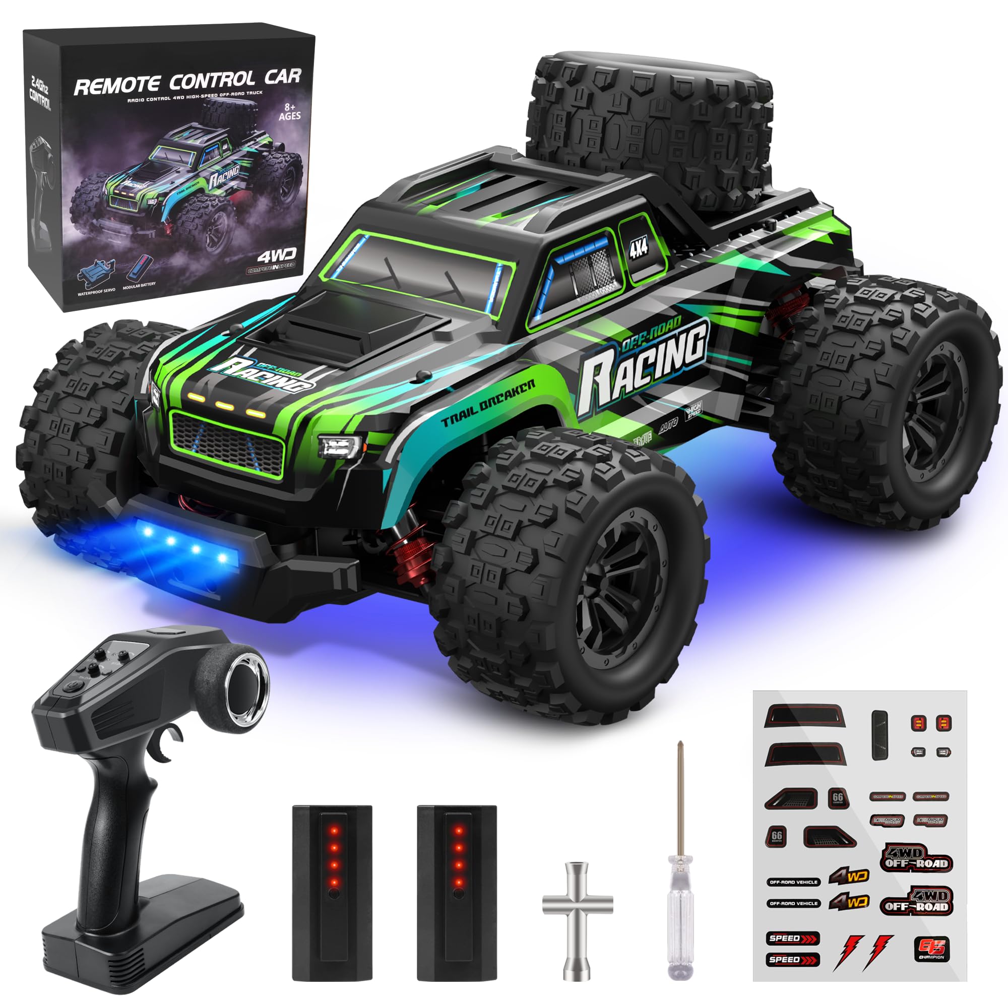 Coche Teledirigido BAZADER 1:16 40 Km/h 4x4 – Con Luces RGB, 2 Baterías Y Control 2.4 GHz