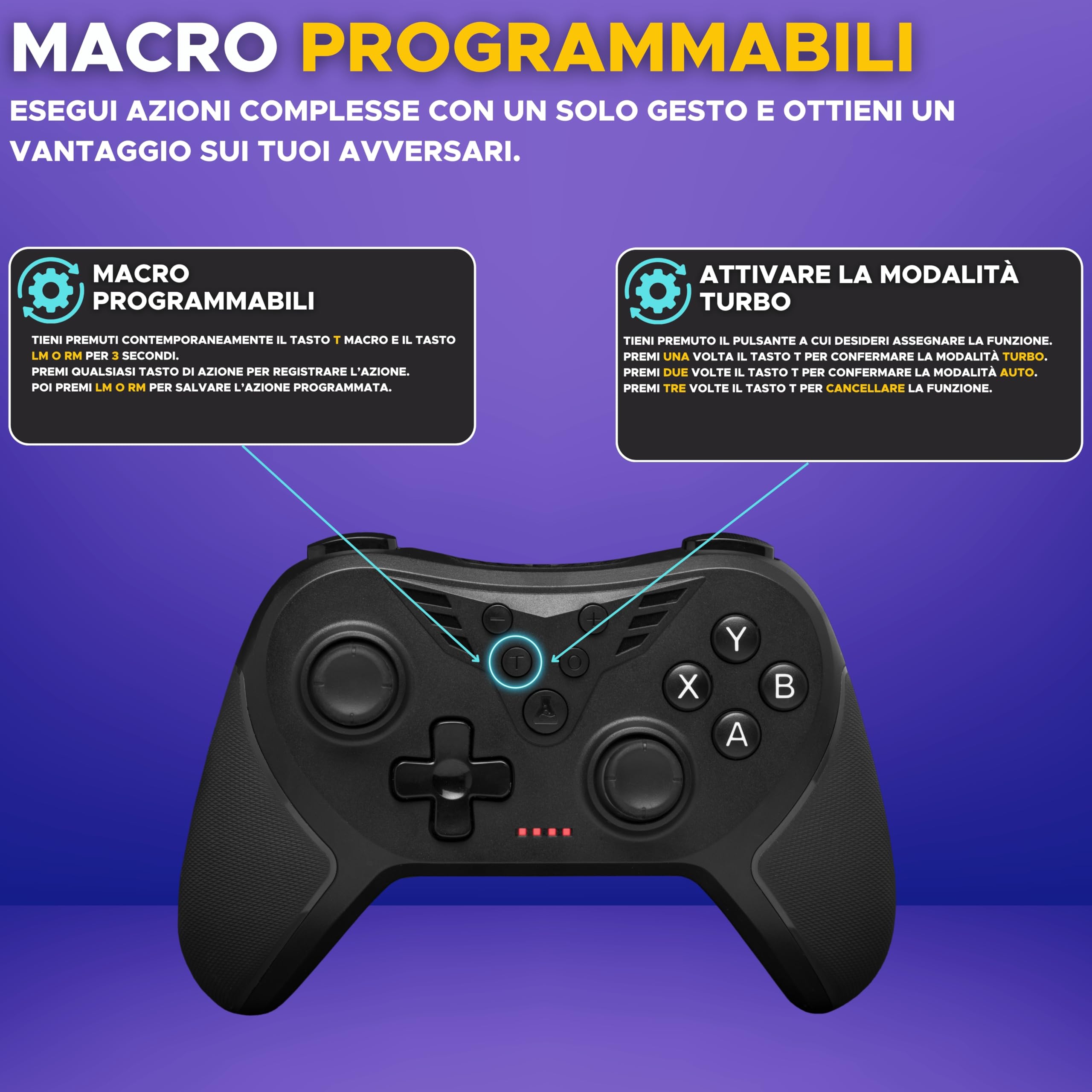 THE G-LAB – K-Pad Helium WL – Controller PC Wireless Ricaricabile – 2.4 GHz, Vibrazioni Regolabili, 12 Pulsanti, 4 Grilletti (2 Programmabili), Modalità Turbo, Macro, Compatibile Windows 10/11 e PS3