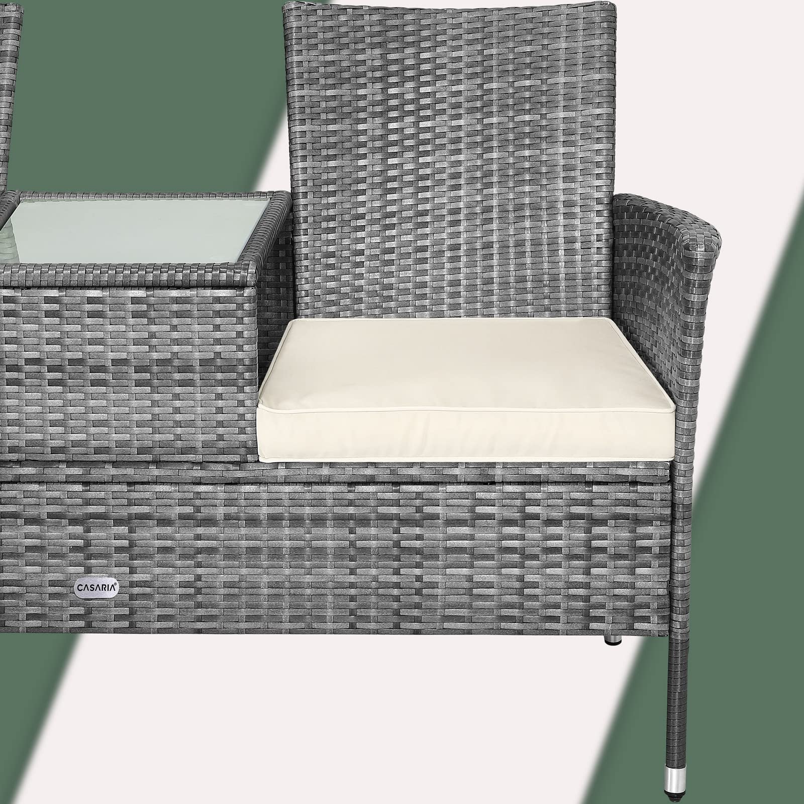 Casaria Panchina da Giardino Polyrattan Resistente 143x55x88cm 320kg (160kg per lato) Panca da Balcone 2 Posti Esterno Mobili Outdoor