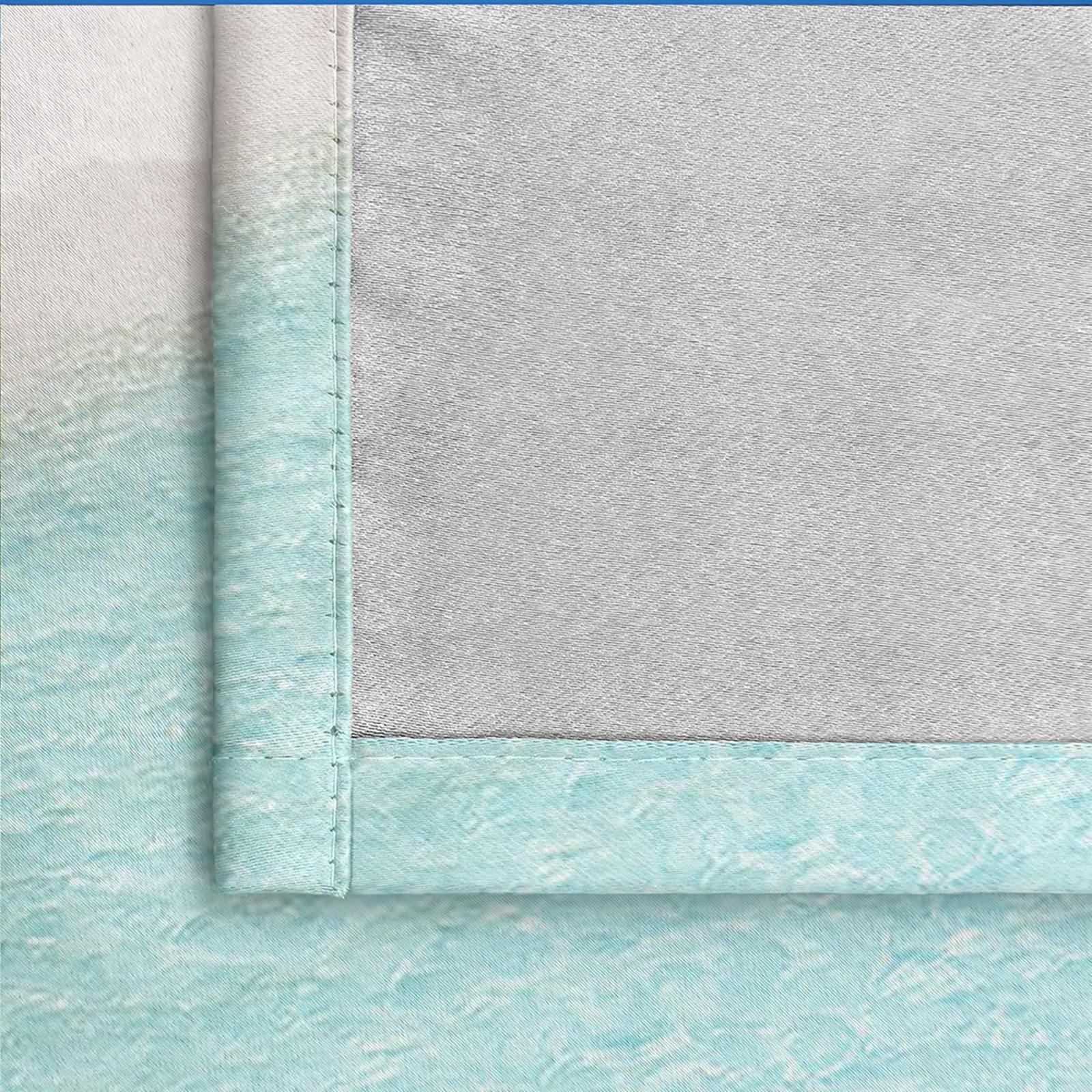 Rideau Anniversaire, Rideau Occultant Fenetre Chambre Bleu Vert Kaki Polyester Mer et Cocotiers 152L x 183H CM Lot de 2
