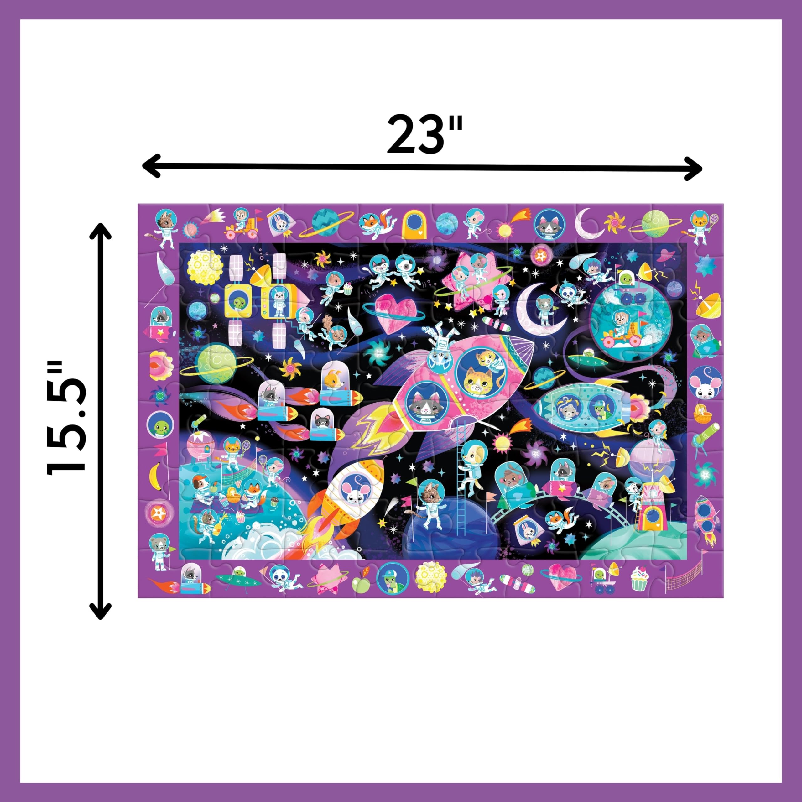 Mudpuppy Cosmic Dreams - 64 Piece Search & Find Jigsaw Puzzle Featuring Cats in A Whimsical Outer Space Wonderland and Over 40 Hidden Images to Find - Image 4
