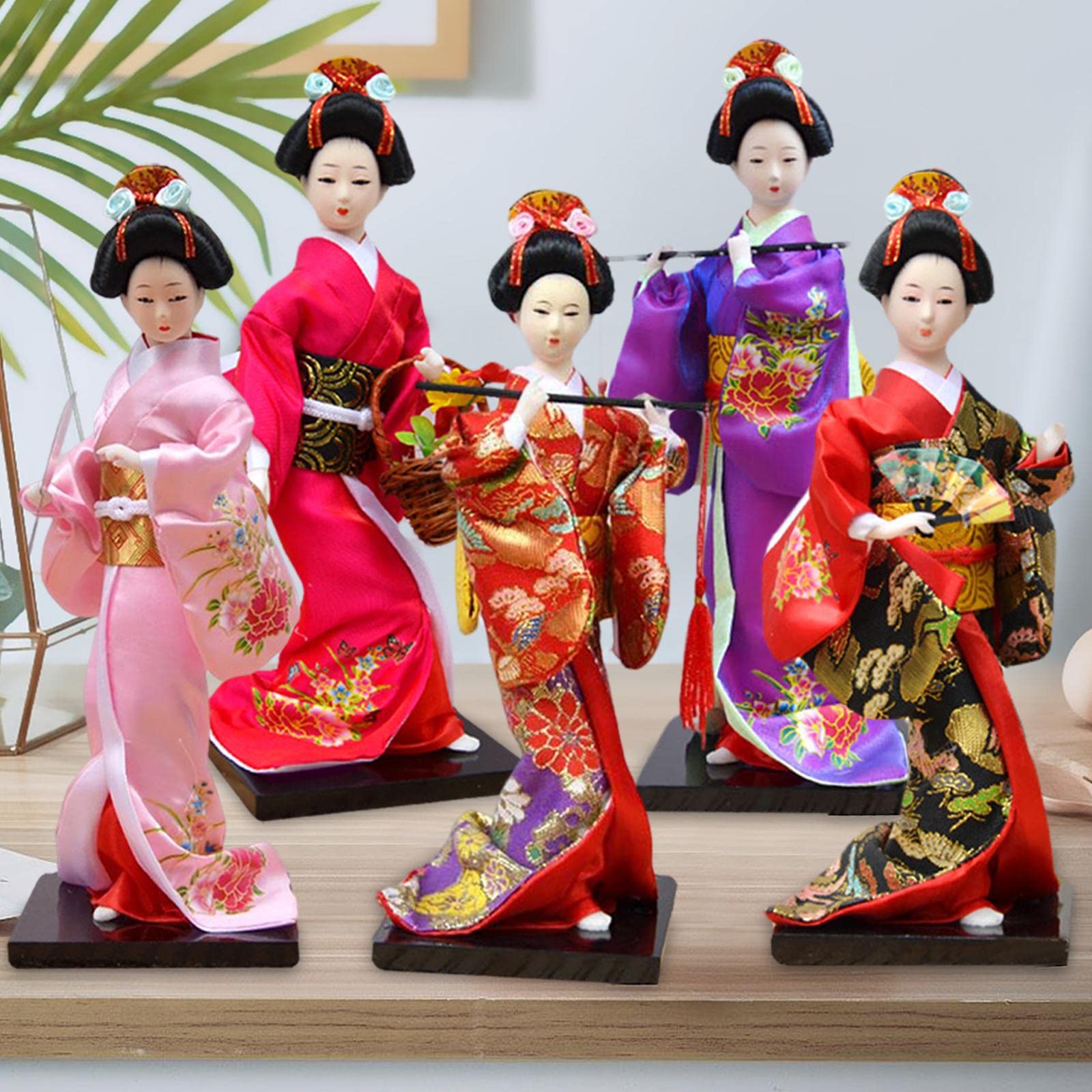 Loom Tree® 11 Inch Japanese Kimono Geisha Doll Office Bar Handcrafted Ornament Red | Home Decor | Other Home Decor 3