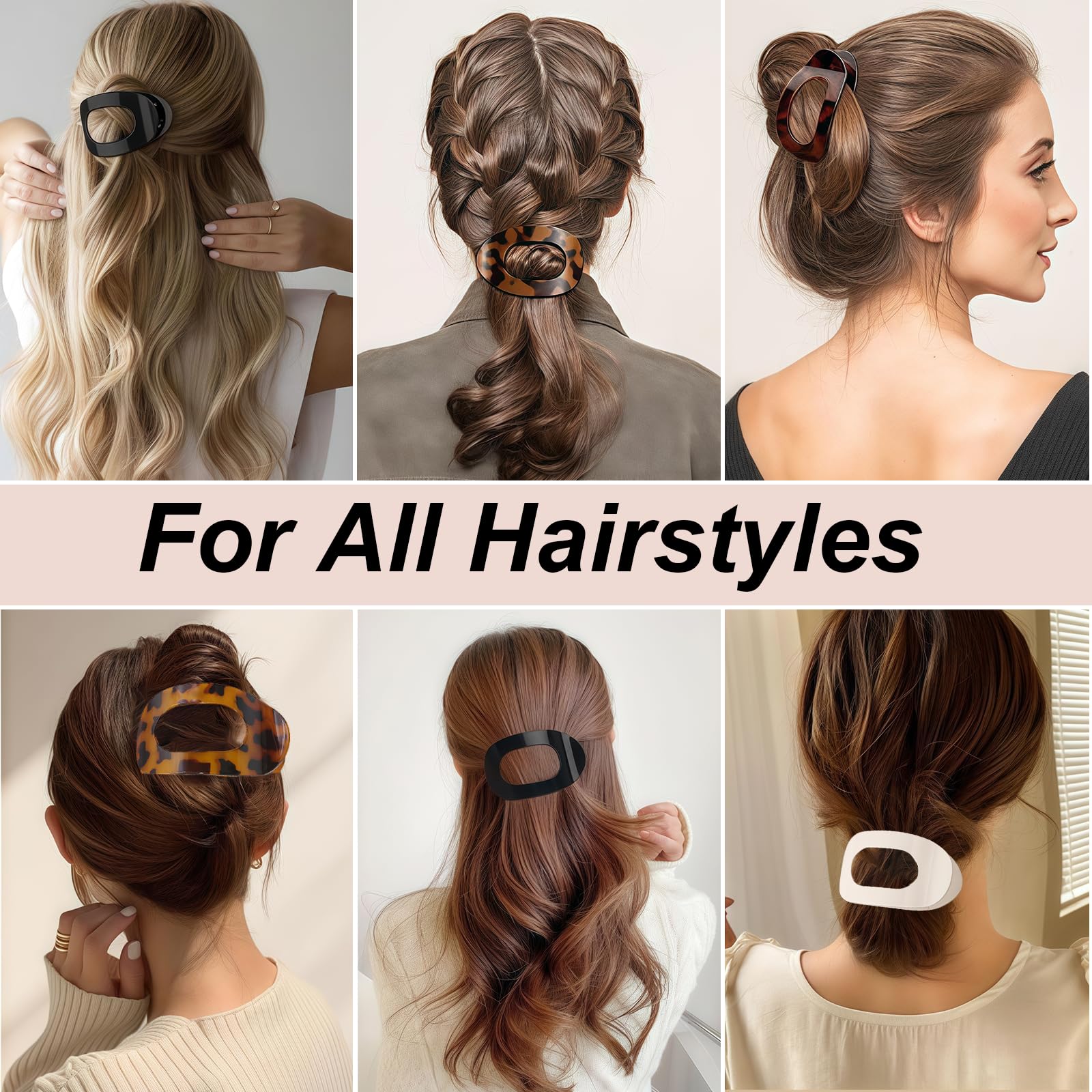 Solihigh 4 PCS Flat Hair Claw Clips for Women Curved Design Flat Hair Clips for Thick Thin Hairs Curved Strong Hold - Image 4