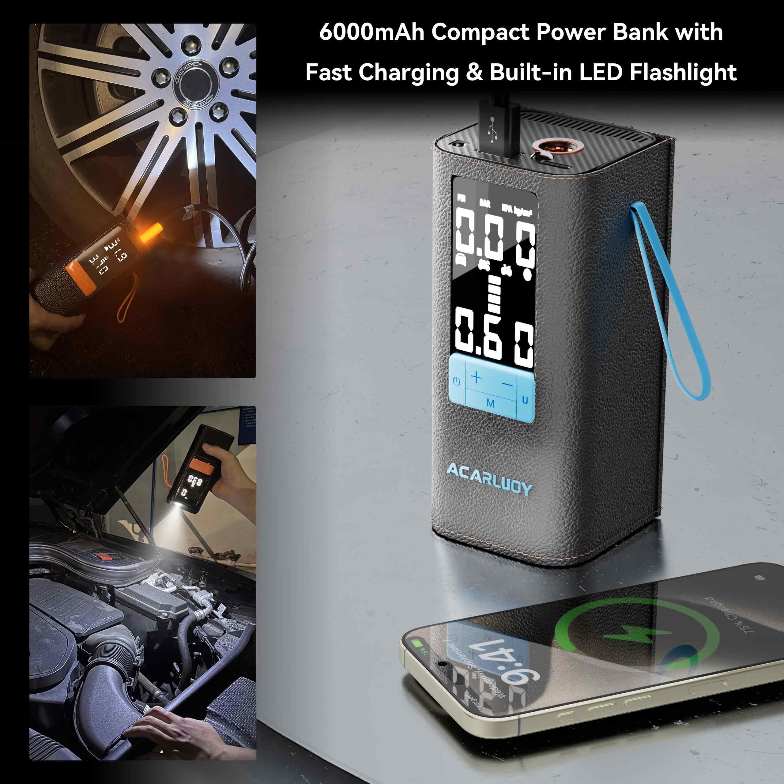 Tire Inflator Portable Air Compressor Fit for BMW X5 F15 2013-2018 3X Faster Inflation Emergency LED Flashlight Auto-Shutoff — view 6