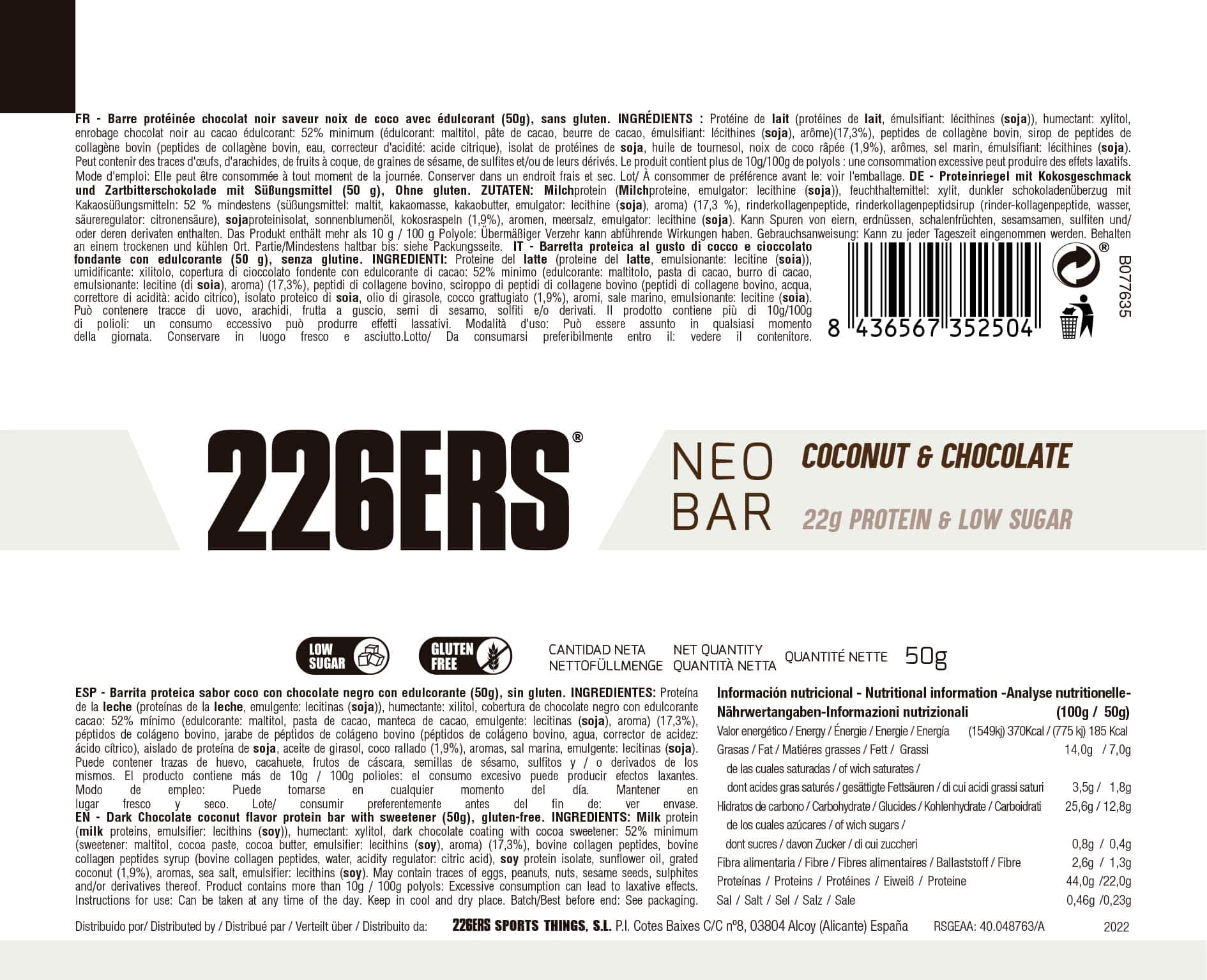226ERS Neo Proteinriegel, Proteinriegel, Schokolade 24 x 50 g