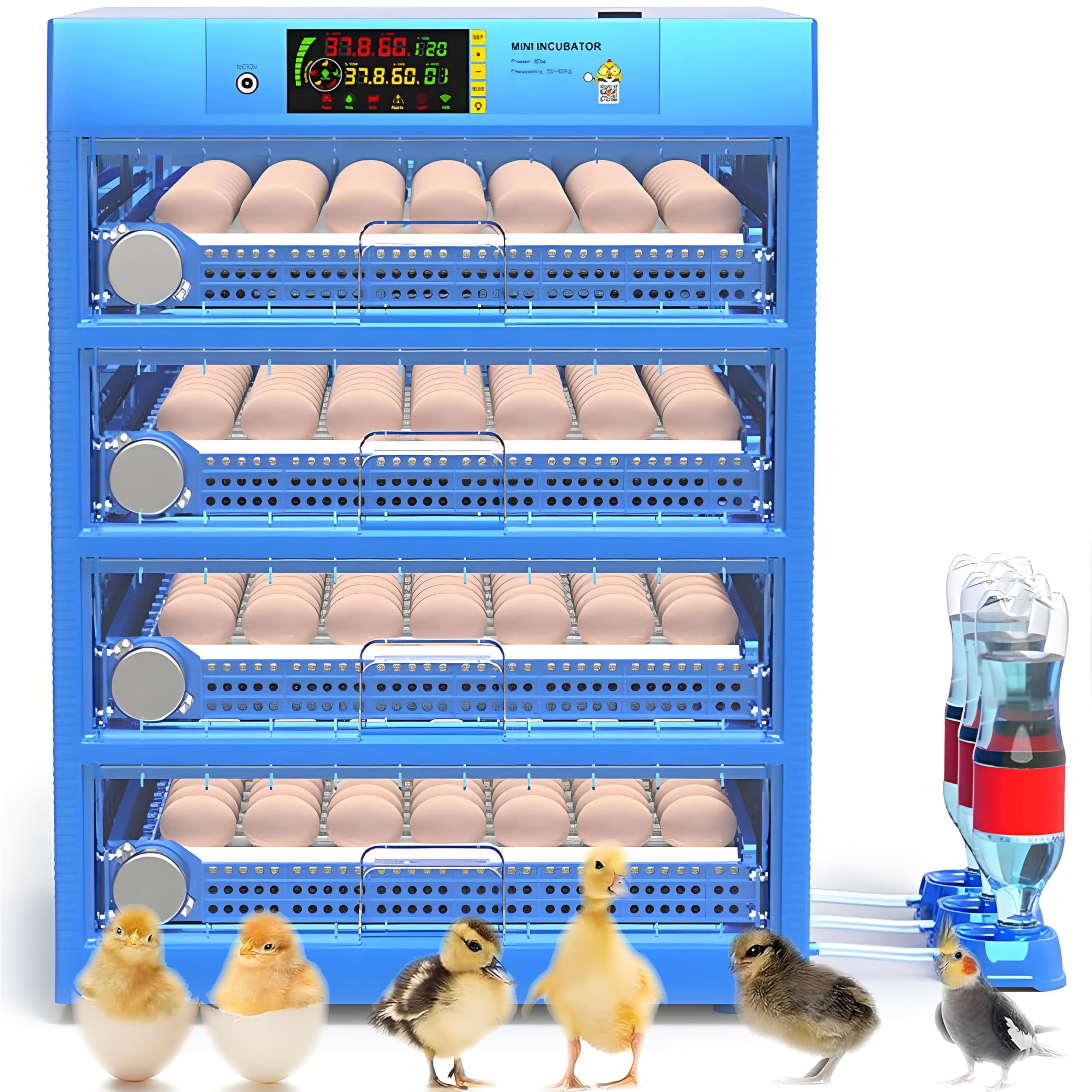 Quail Egg Incubator with Automatic Egg Turning and Humidity Control,Encubadoras Para Pollos de 64-256 Huevos Incubadora Para Pollos y Ganaos,3-in-1 Function:Incubation,Hatching,Brooding 4Layers