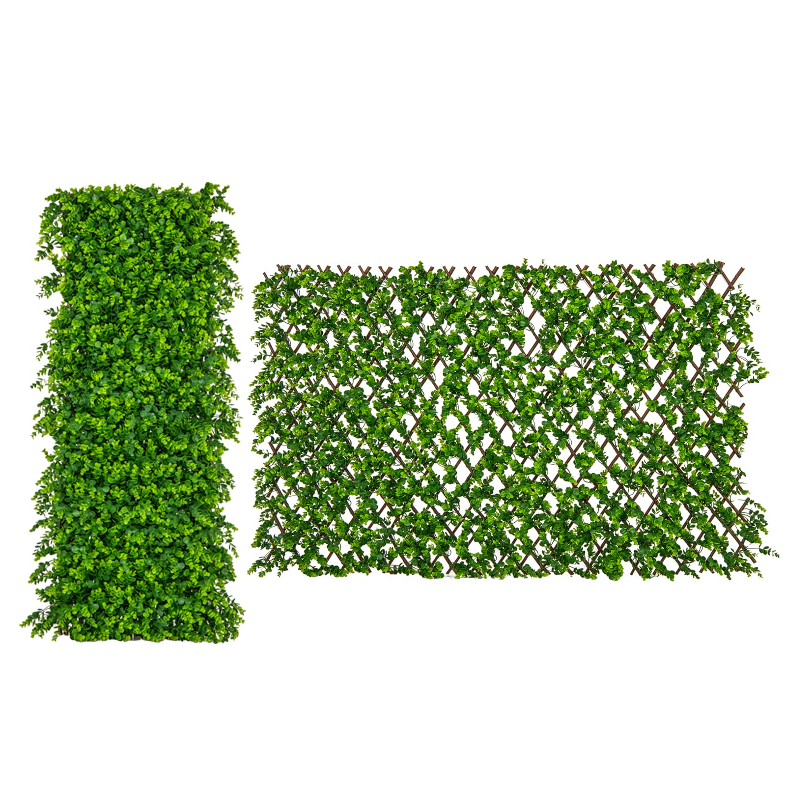 GOPLUS Haie Artificielle Décoratif, Brise-Vue Clôture Extensible en Eucalyptus Synthétique du Vrai Saule, Protection Solaire, pour l'Intérieur et l'Extérieur, Vert