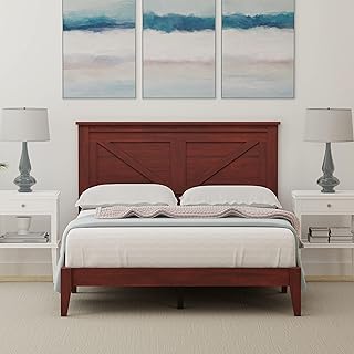 Glenwillow Home Farmhouse Solid Wood Platform Bed in Full - Classic Cherry