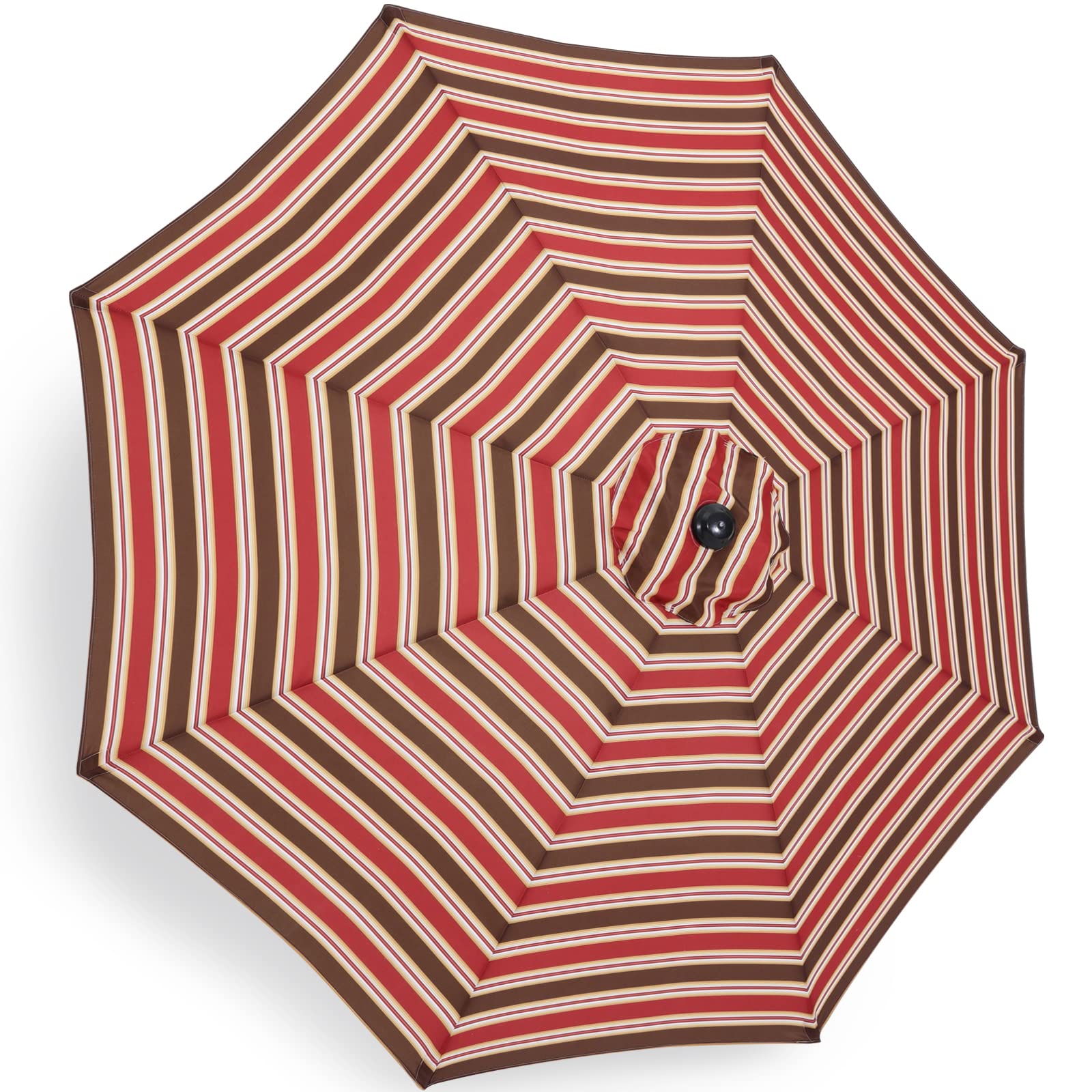 ABCCANOPY 9ft Outdoor Umbrella Replacement Top Suit 8 Ribs (Red Stripes)