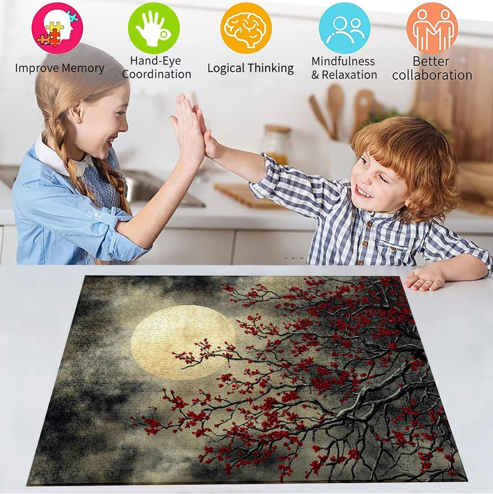 Puzzle 5000 Pezzi, 3 4 5 Anni Puzzle Luna 6 7 8 Anni Giochi Educativi Sostenibili Con Motivi Per Adulti Da Gioco in Legno Di Alta Qualità Jigsaw Fiore per Gioco Familiare, 2026 Regalo Natale H-2231