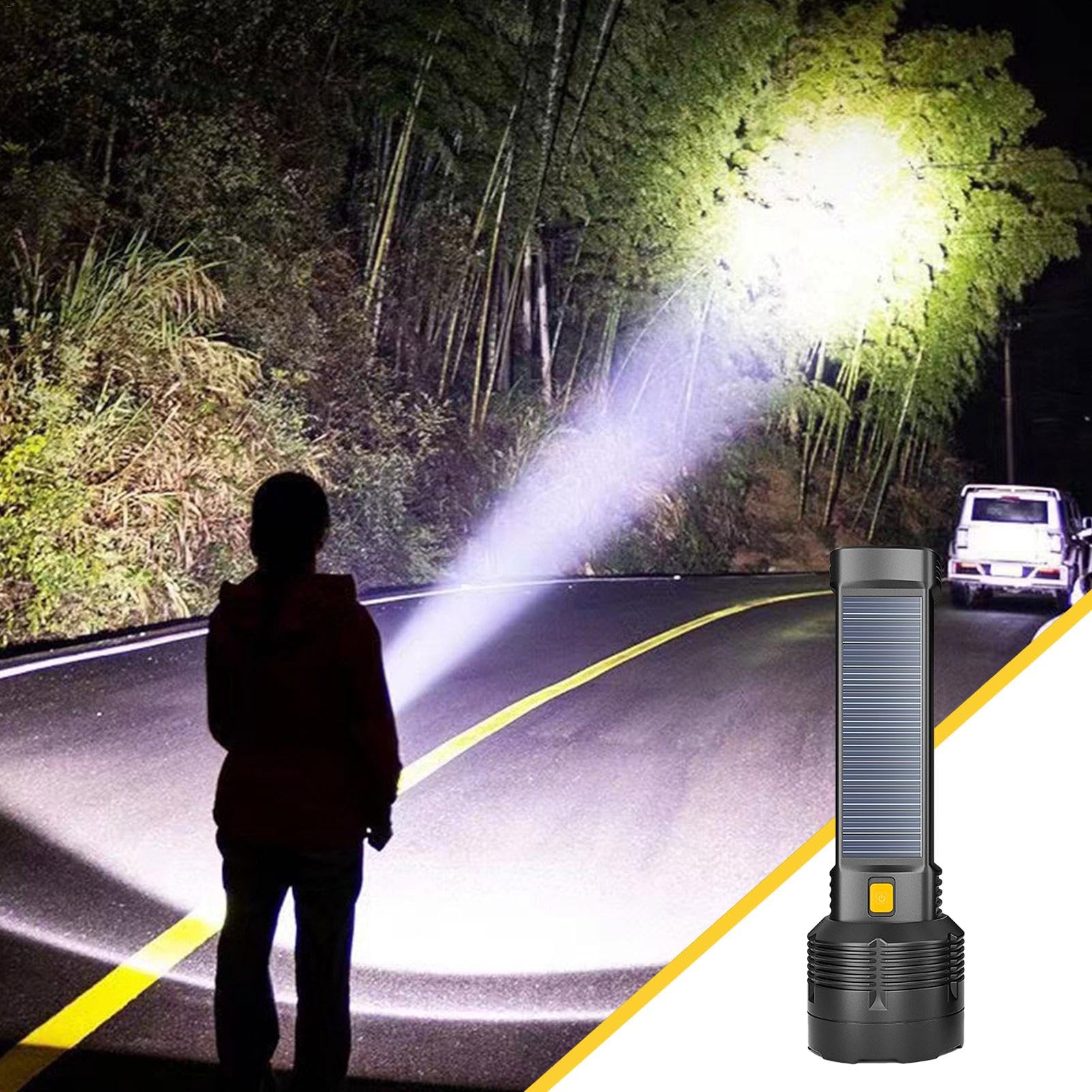 Torce elettriche per il campeggio, torcia elettrica a energia solare | Torcia portatile ricaricabile a carica solare,Torcia a lunga portata per la casa, multifunzione per la casa