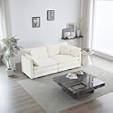 Kaimei White Chenille Loveseat Sofa for Living Room, Large Size 2-Seat Couch with Deep Seat and 4 Pillows - Modern Furniture, Modular Design for Flexible Combinations