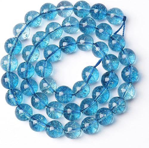 36 cuentas de cristal azul de 0.394 pulgadas (0.394 in), gemas de cuarzo con energía curativa, para hacer joyas de piedra natural, para bricolaje