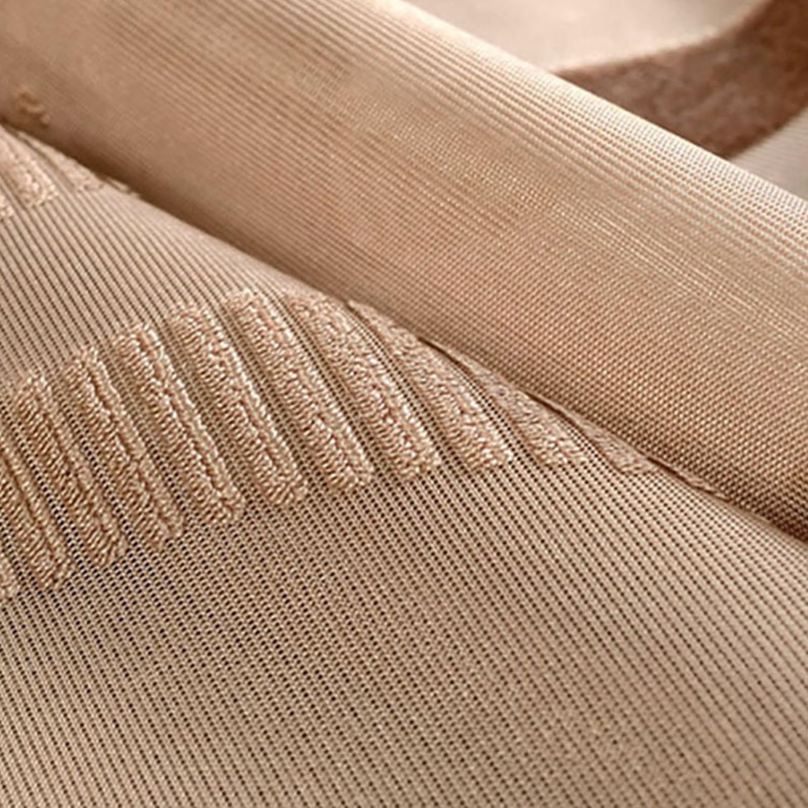 AMDXD Braun Halbtransparent Voile Vorhangschals mit Ösen, Welle Muster Transparente Vorhang Voile Polyester, 132x244CM(BxH)