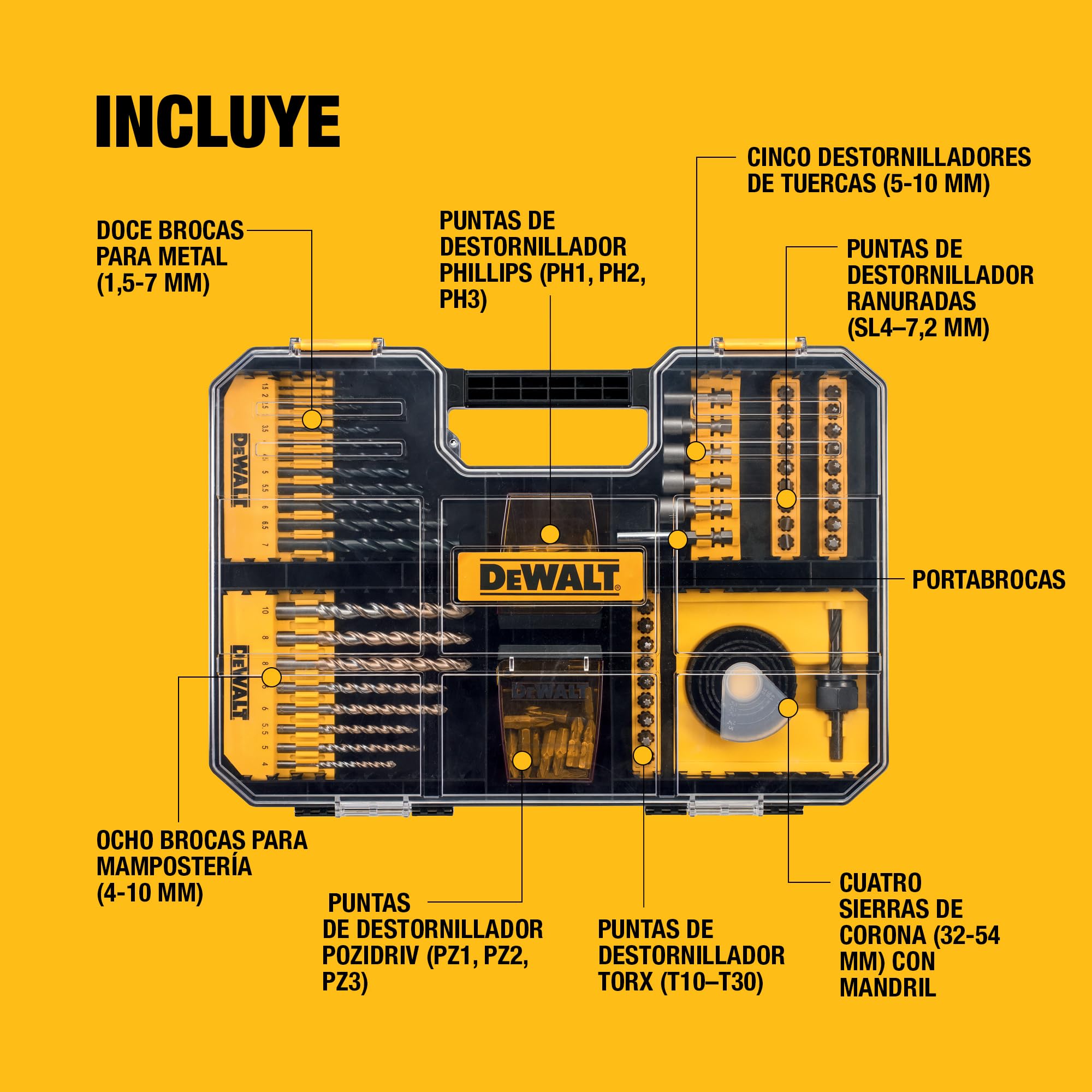 DEWALT Juego de Puntas y Brocas de Alto Rendimiento (100 piezas), compatible con cajón Tstak IV, DT71569-QZ