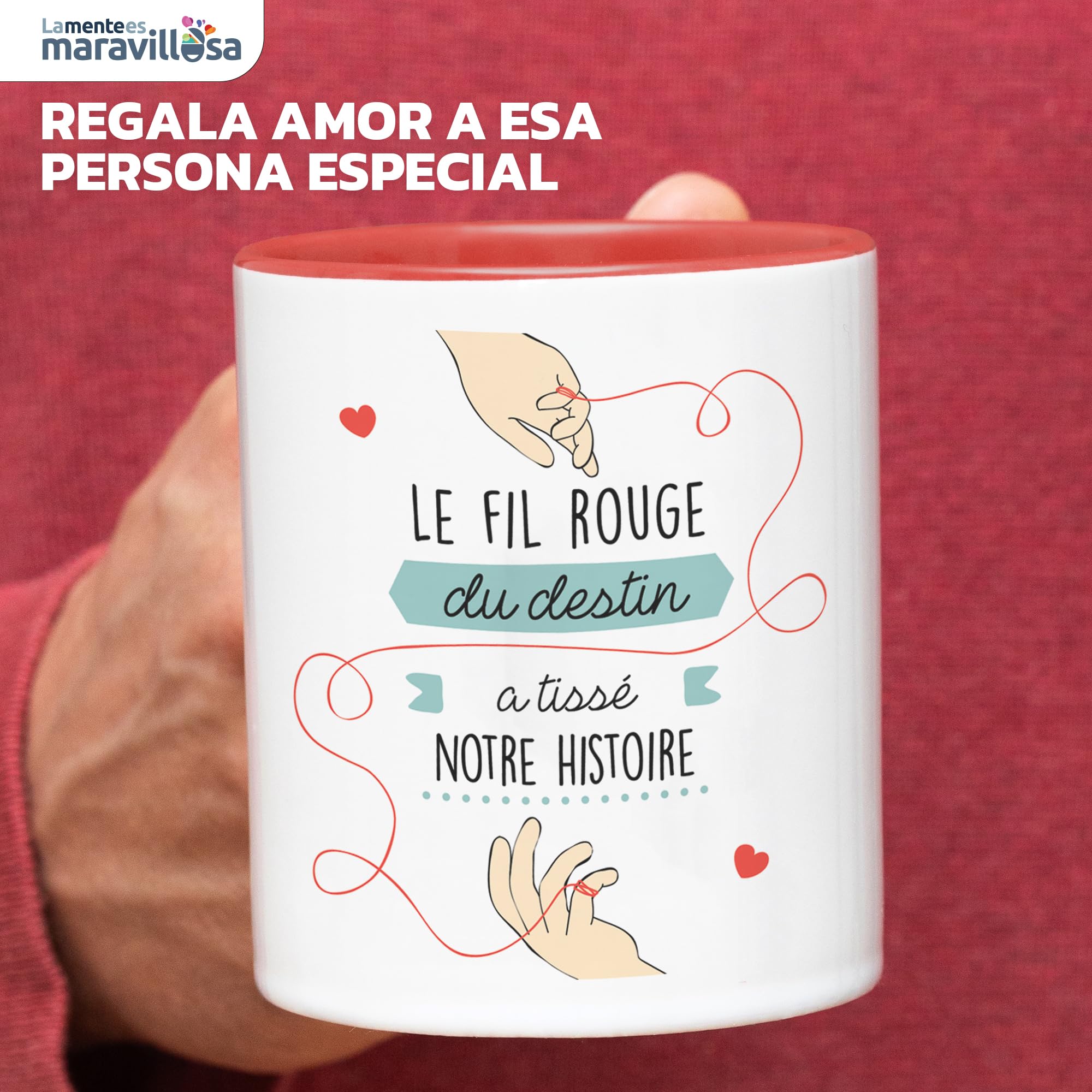 Tazza Personalizzata "La Mente Es Maravillosa" – Frase Romantica "Le Fil Rouge Du Destin A Tissé Notre Histoire", 330 Ml, Regalo Per Persona Speciale