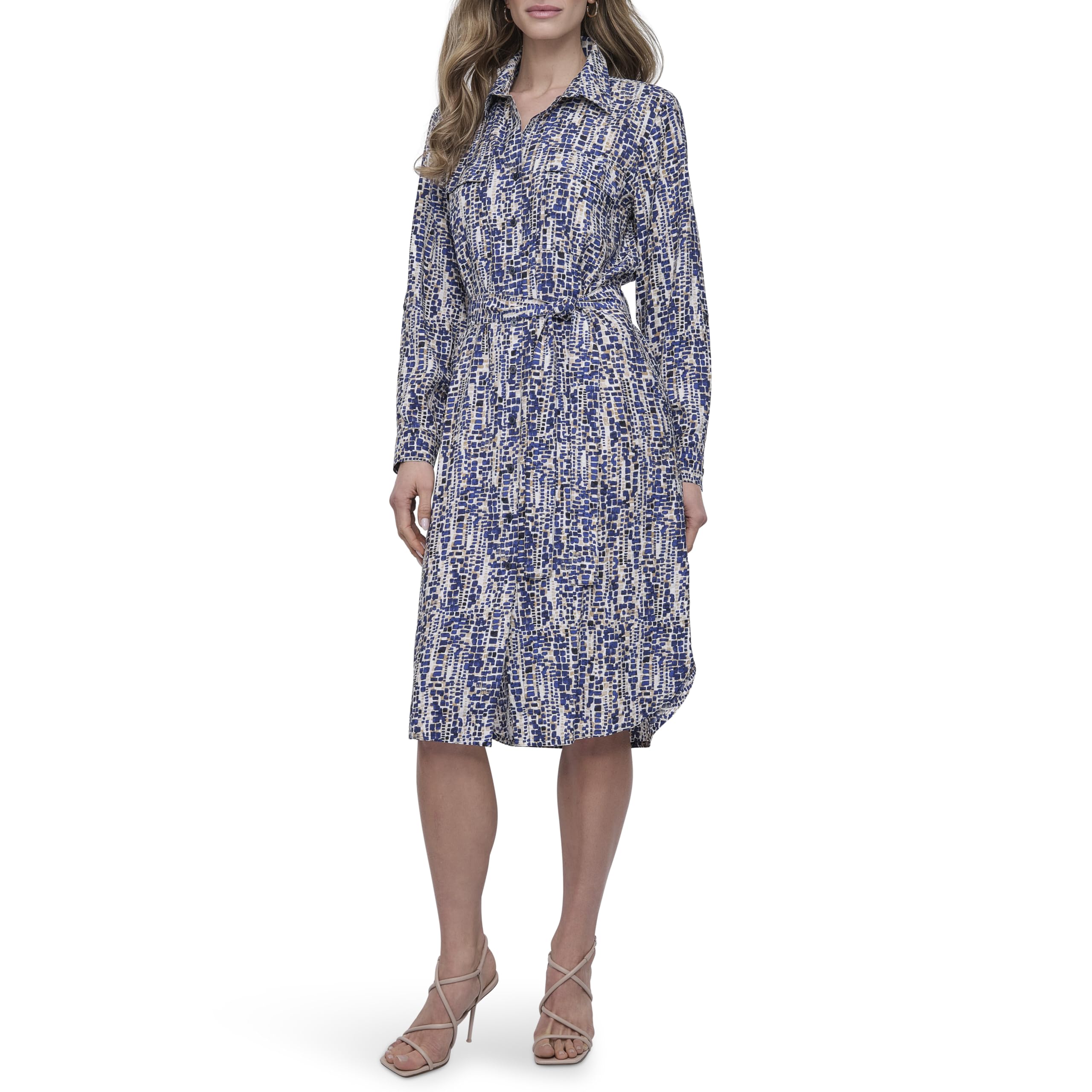 

                                                    DKNY Women's Dress, Navy/Tannin Multi, 6