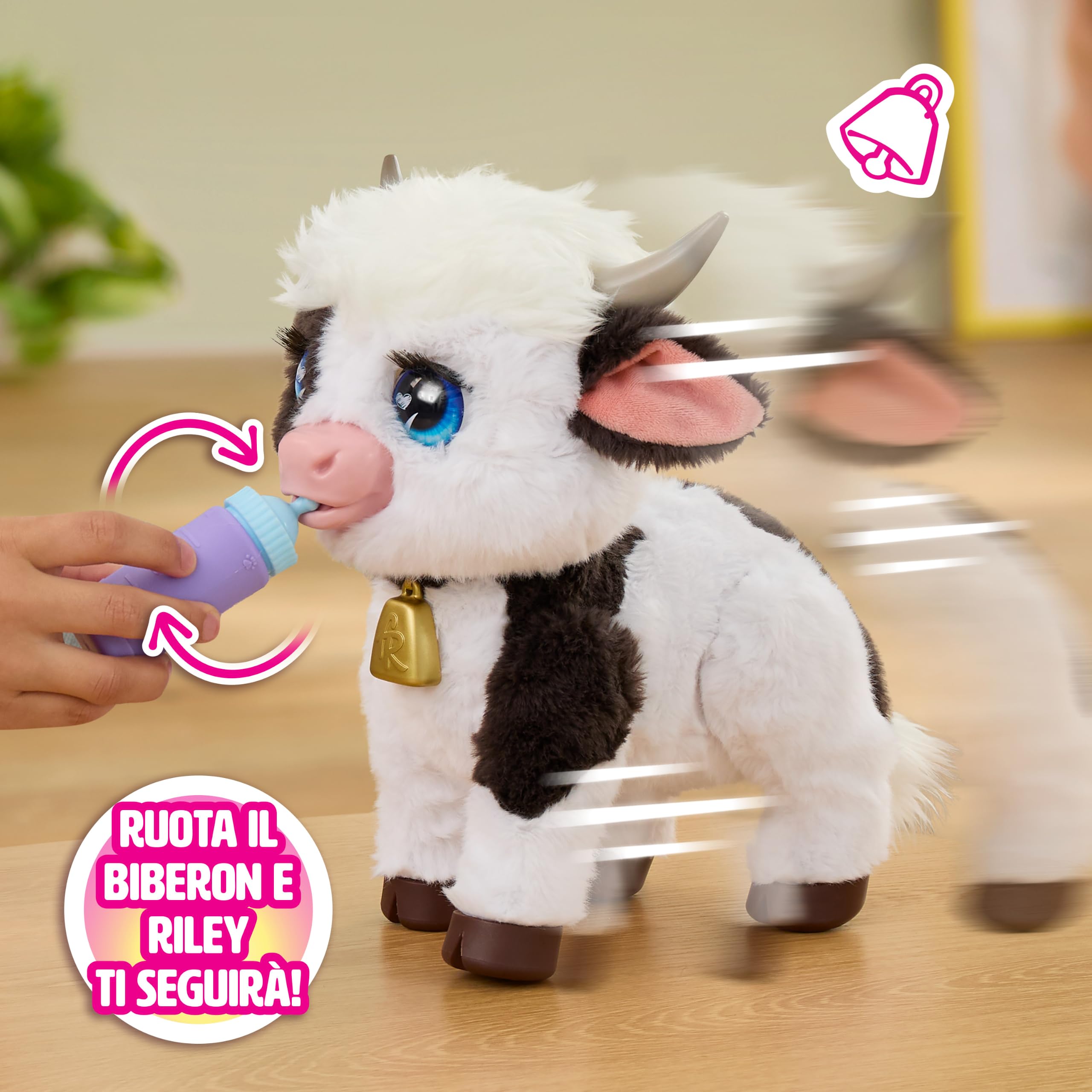 furReal Riley la mucca Feed & Follow – Peluche interattivo