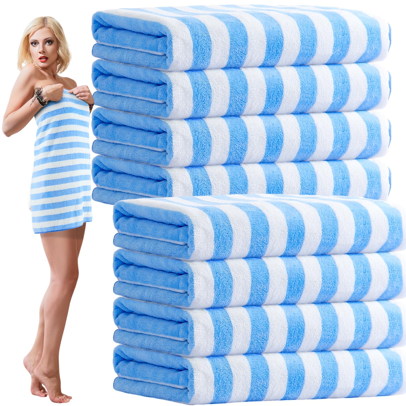 Photo 1 of SmoothNovelty 8 Pack Microfiber Bath Towels Bulk 27'' x 60'' Oversized Bath Towel Highly Absorbent Extra Large Shower Sheets Soft Drying for Beach Pool Bathroom Salon Party(Blue)