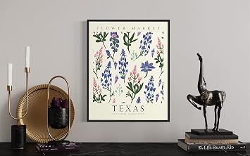 Texas Art Print - State Map Travel Poster, Home & Living Room Wall Art Decor (11x14 inches, Unframed)