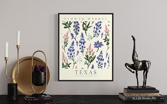 Texas Art Print - State Map Travel Poster, Home & Living Room Wall Art Decor (11x14 inches, Unframed)