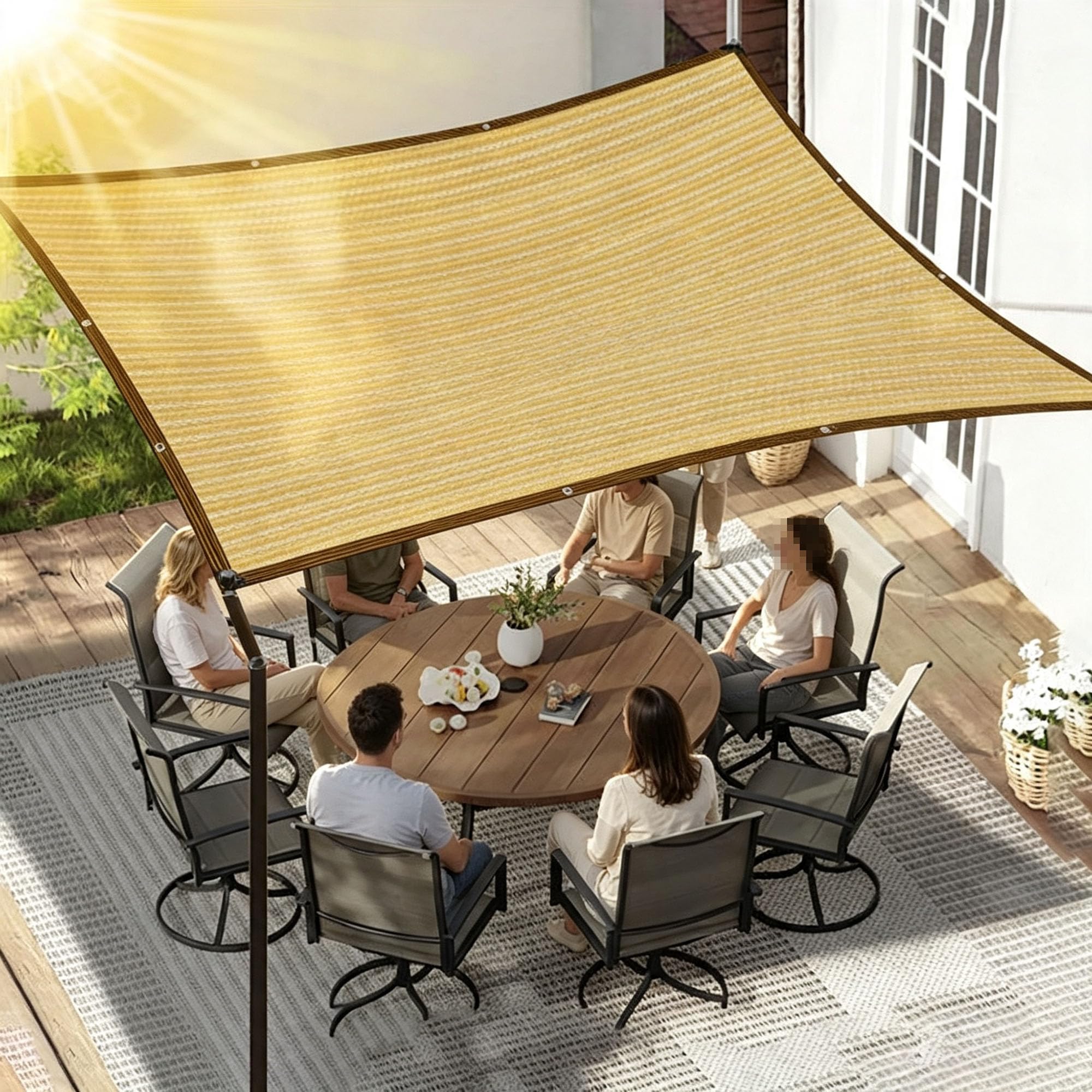 7X9m Schattiernetz mit Ösen,90% Shading Rate,Sonnenschutznetz Beige | Schattierungsnetz,UV-Schutz,Dick Schattiernetz Sonnensegel, Atmungsaktiv Beschattungsnetz für Gewächshaus,Garten,Außen,Dach
