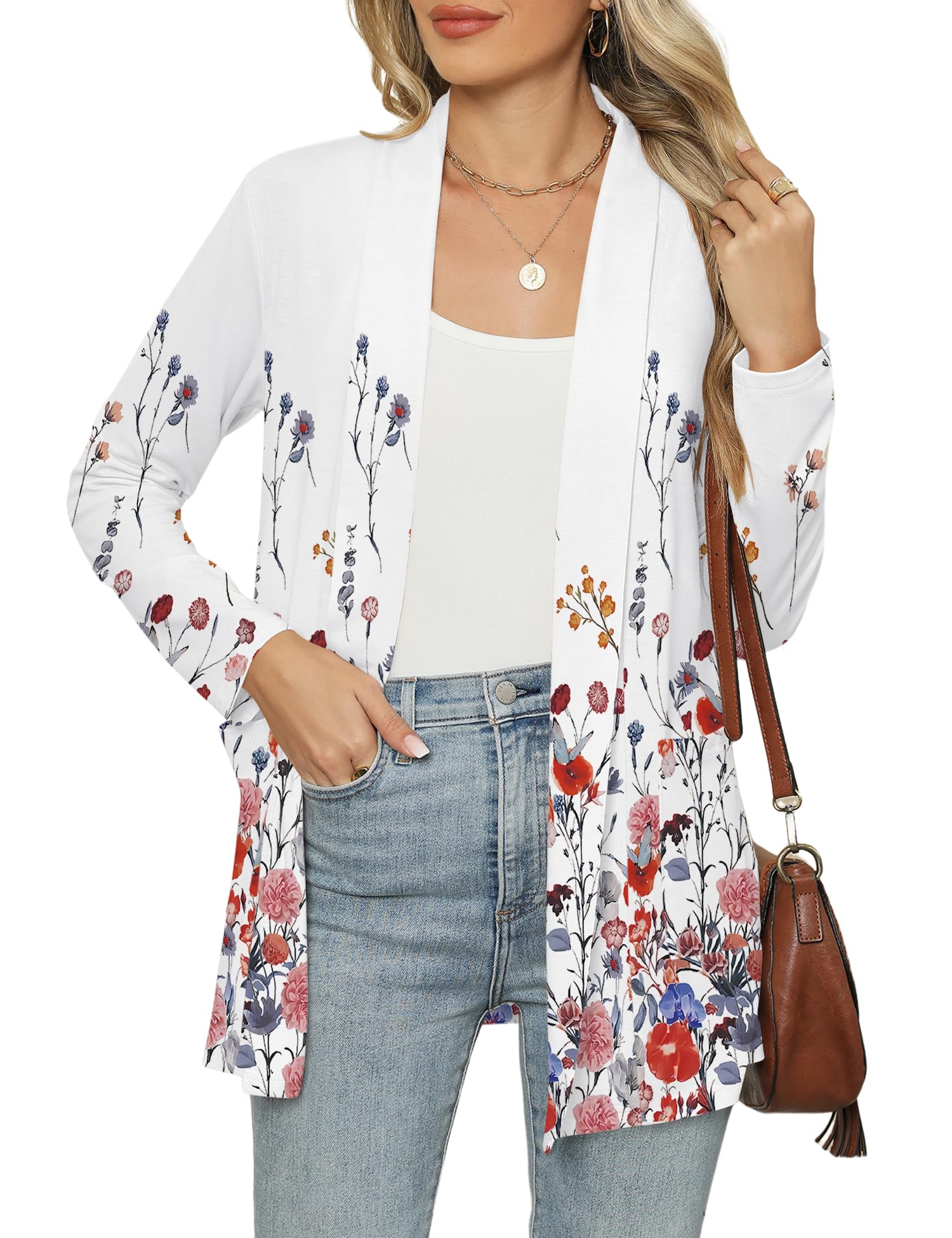 Micoson Long Sleeve Lightweight Thin 2025 Summer Cardigan for Women Casual Loose Fit Kimono Cover Up with Pockets