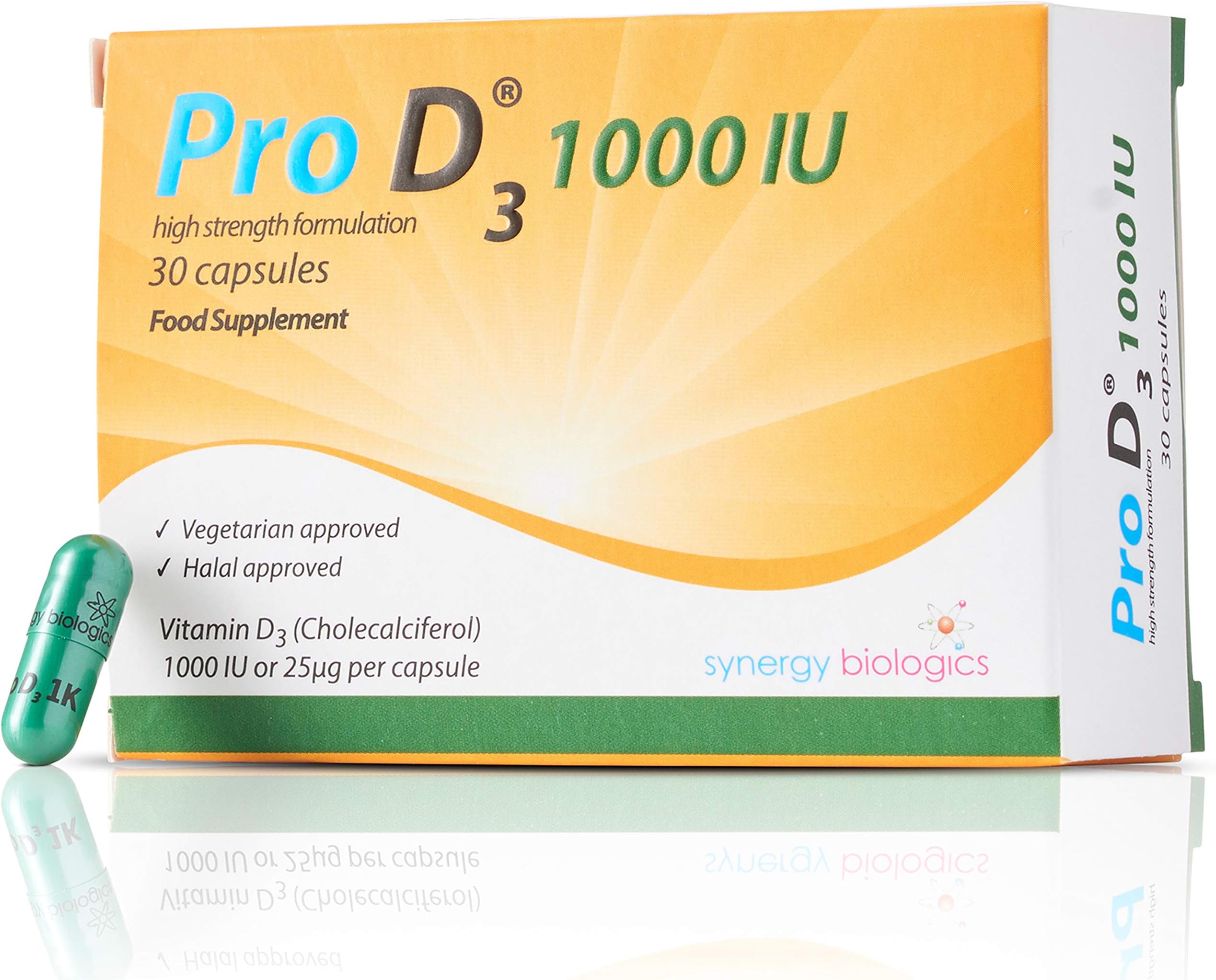 1000 IU Capsules | Premium Vitamin D3 | 30 Capsules | Gelatine Free, Lactose Free, Dairy Free, Nut Free | Suitable for Vegetarians, Halal & Kosher Diets | Made in The UK
