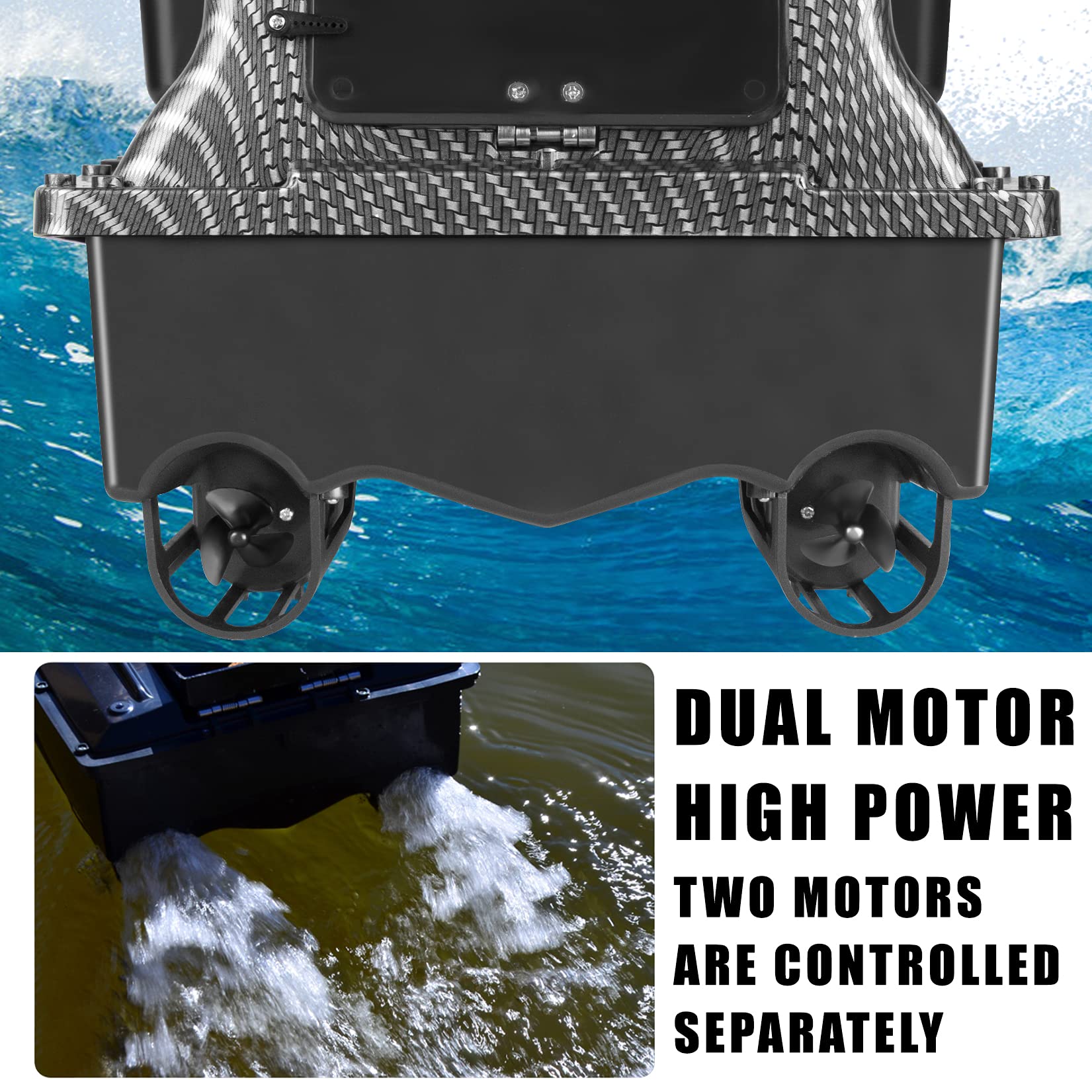 Appât De Pêche Bateau RC Bateau 500M Distance GPS Bait Boat GPS Postion Auto Croisière Télécommande Appât De Pêche Bateau avec Double Motors,5200mAh